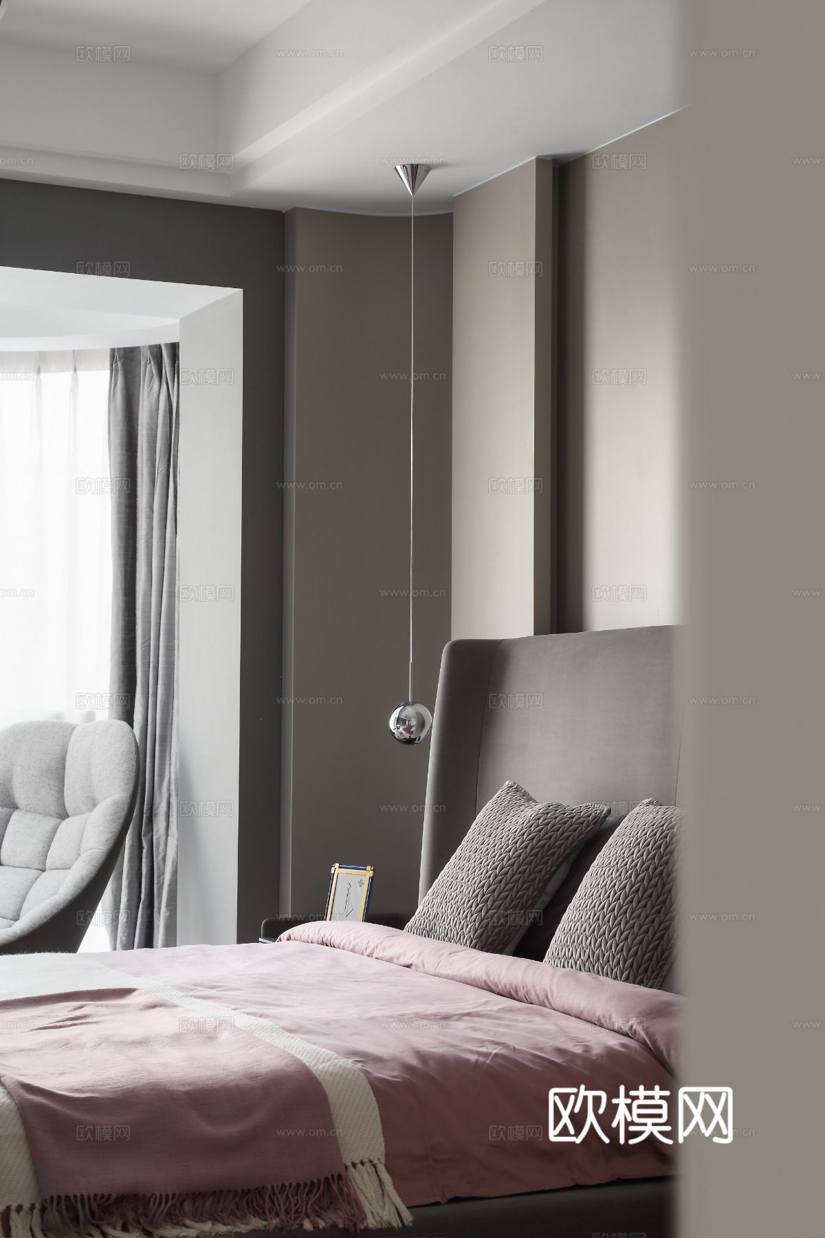 现代家装效果图 客厅卧室餐厅 高级黑自灰效果图下载（渲染图7）