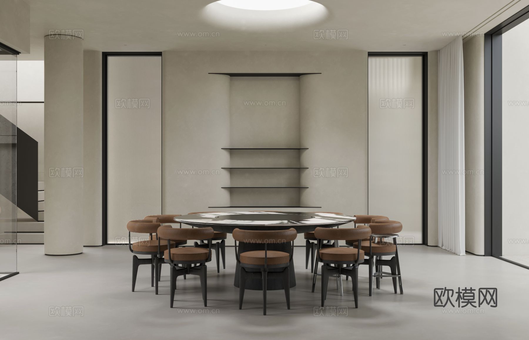 现代家装效果图 客厅卧室餐厅 高级黑白灰效果图下载（渲染图2）