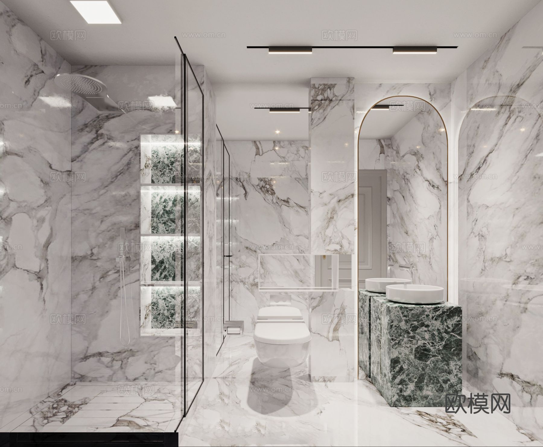 现代奶油风家装效果图客厅卧室餐厅 黑白灰极简效果图下载（渲染图16）