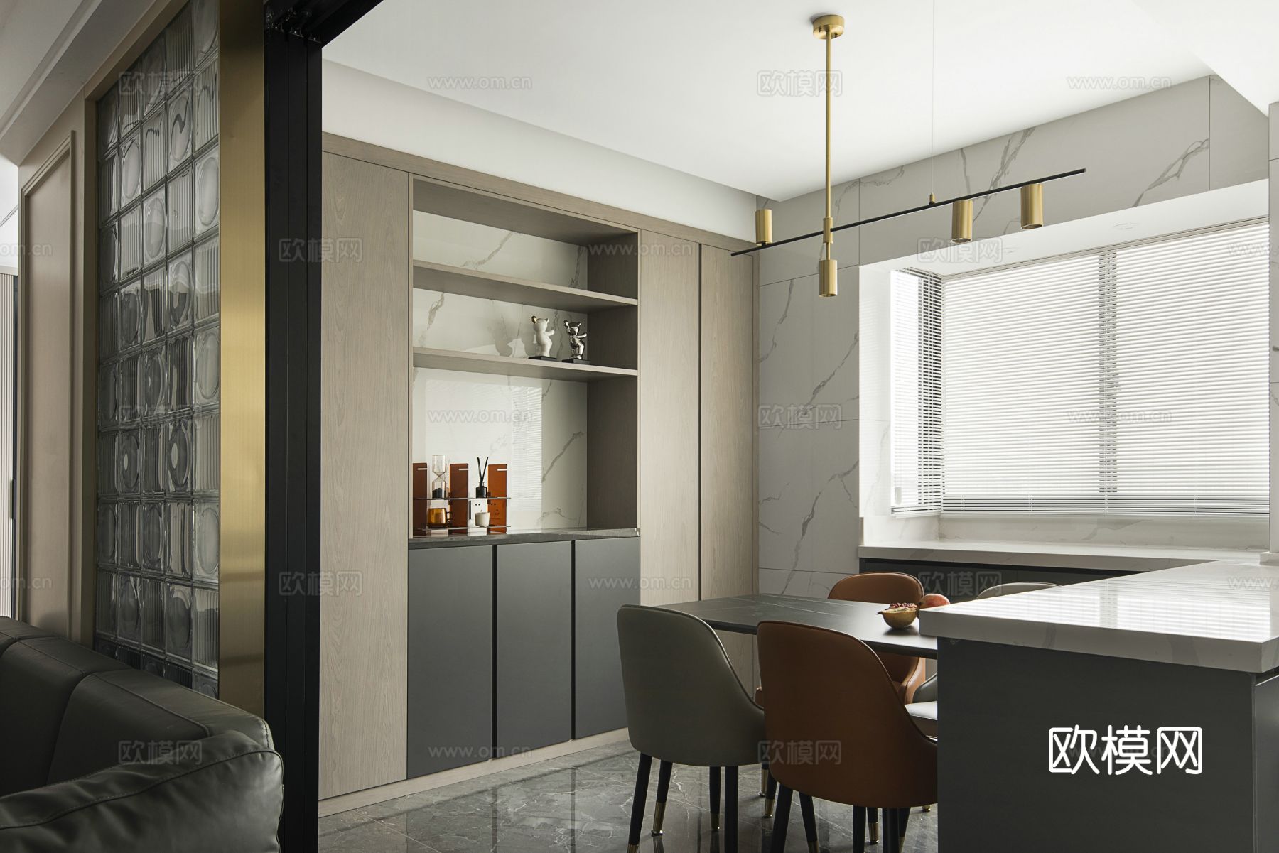 现代家装设计 客厅卧室餐厅 黑白灰 公寓效果图下载（渲染图15）