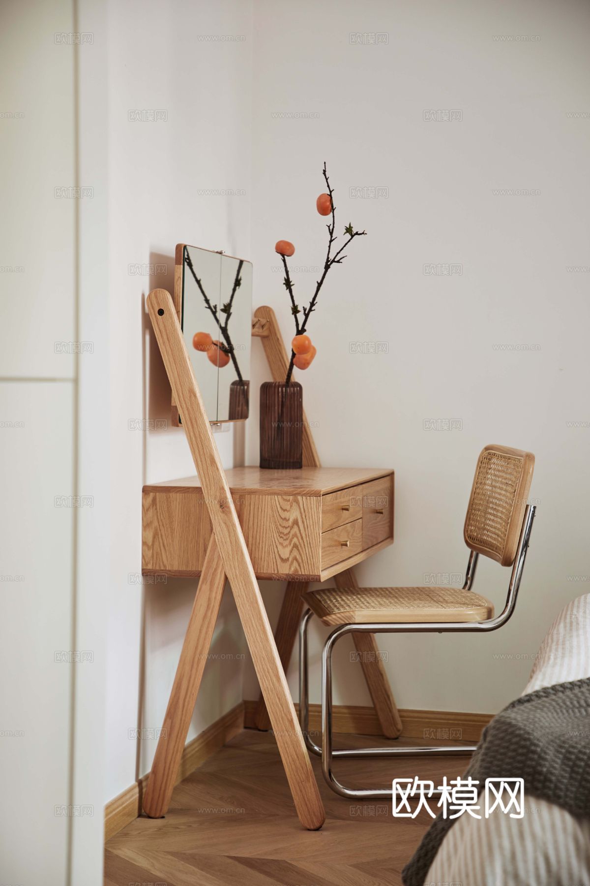 现代奶油风家装效果图客厅卧室餐厅 黑白灰极简效果图下载（渲染图2）