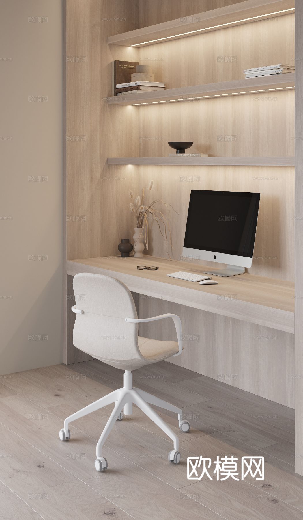 现代奶油风家装效果图客厅卧室餐厅 黑白灰极简效果图下载（渲染图6）