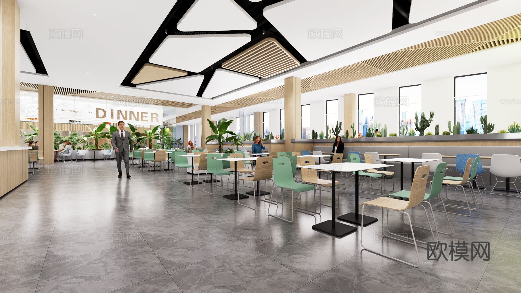 现代餐厅空间效果图下载（渲染图3）