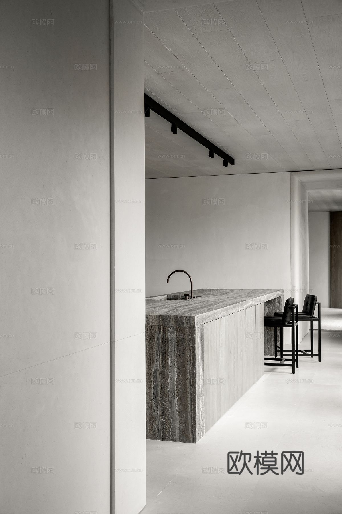 现代简约家装效果图 客厅卧室餐厅 黑白灰效果图下载（渲染图9）