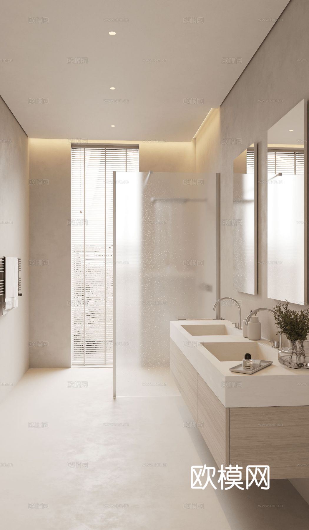 现代奶油风家装效果图客厅卧室餐厅 黑白灰极简效果图下载（渲染图3）