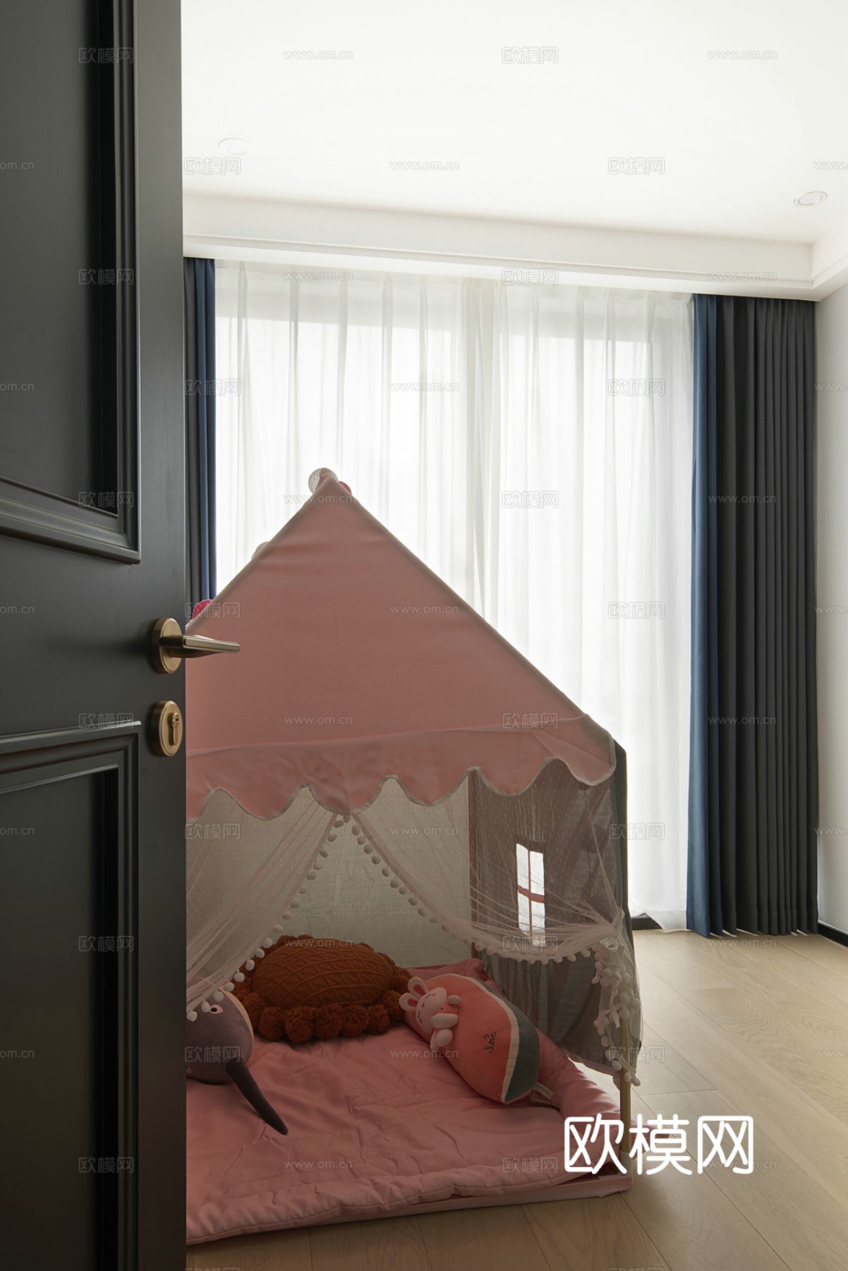 现代家装设计 客厅卧室餐厅 黑白灰 公寓效果图下载（渲染图7）