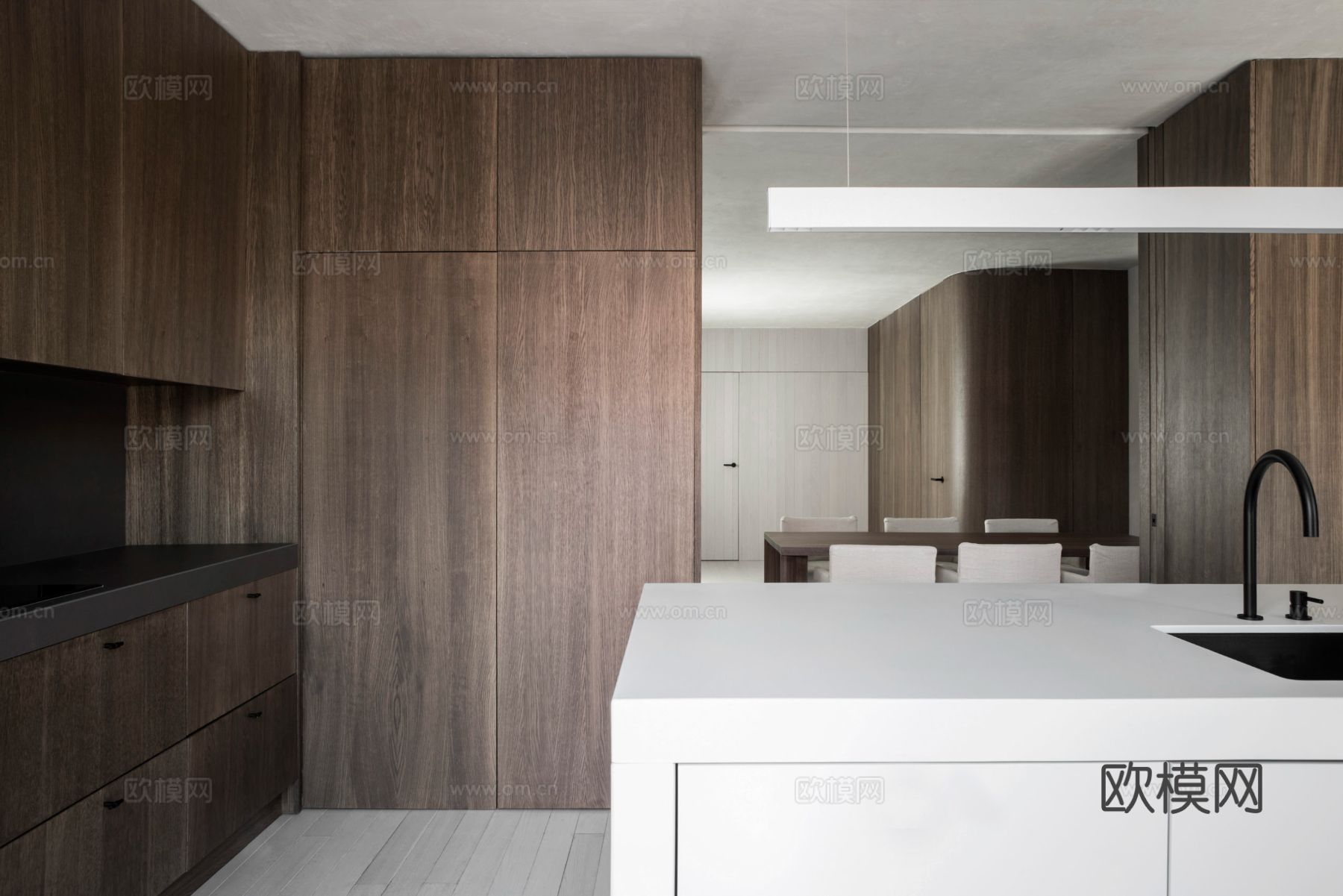 现代简约家装效果图 客厅卧室餐厅 黑白灰效果图下载（渲染图16）