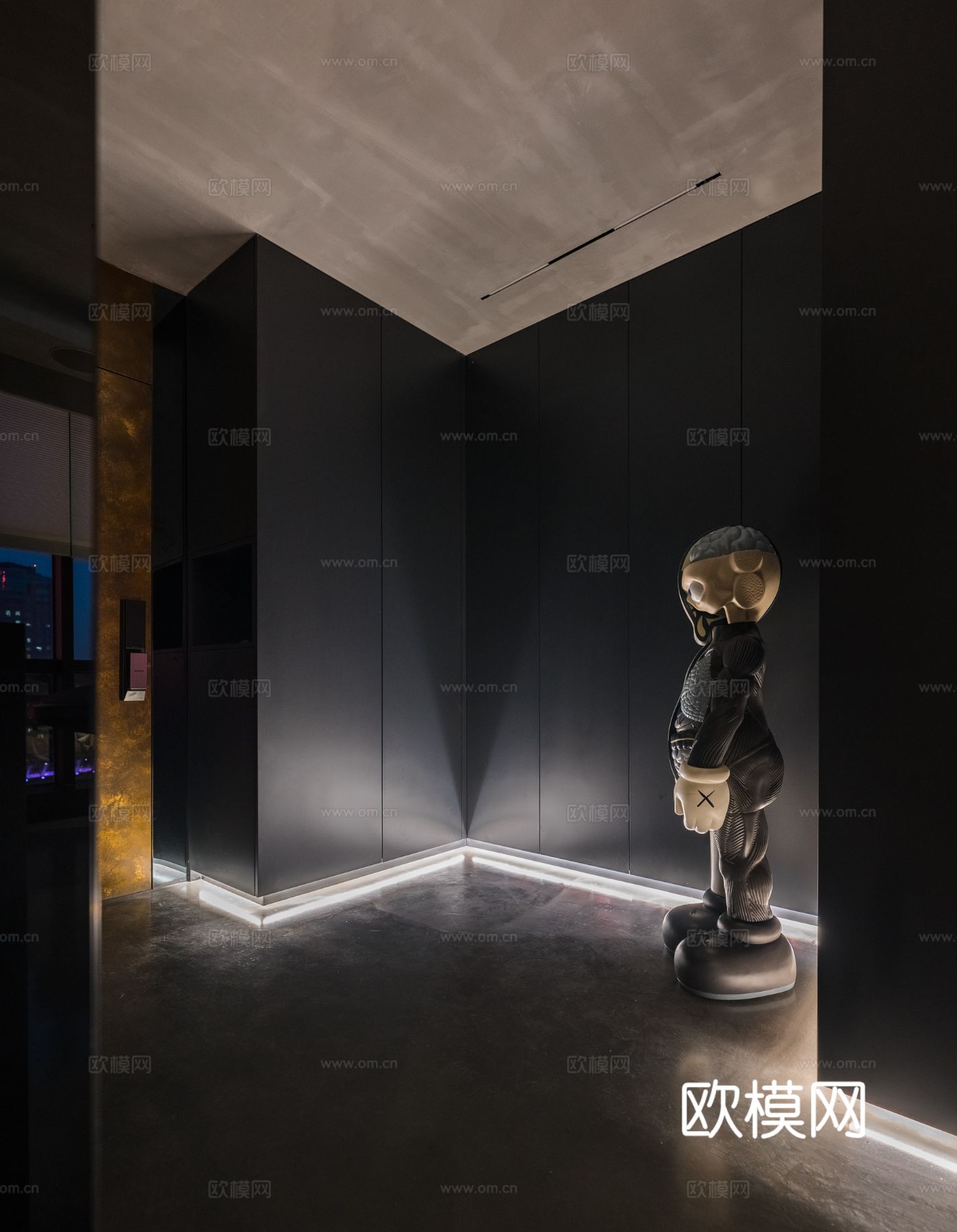 现代家装效果图客厅卧室餐厅 黑白灰极简效果图下载（渲染图6）