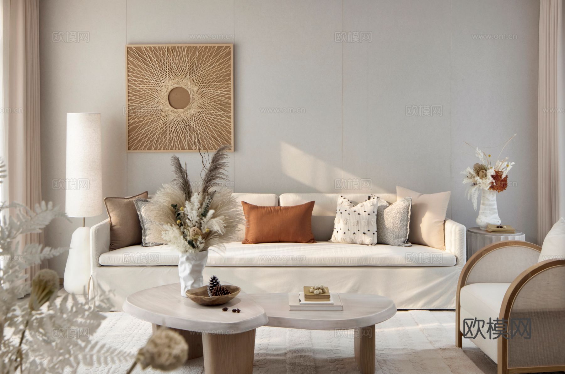 现代家装设计 客厅卧室餐厅 黑白灰 公寓效果图下载（渲染图2）