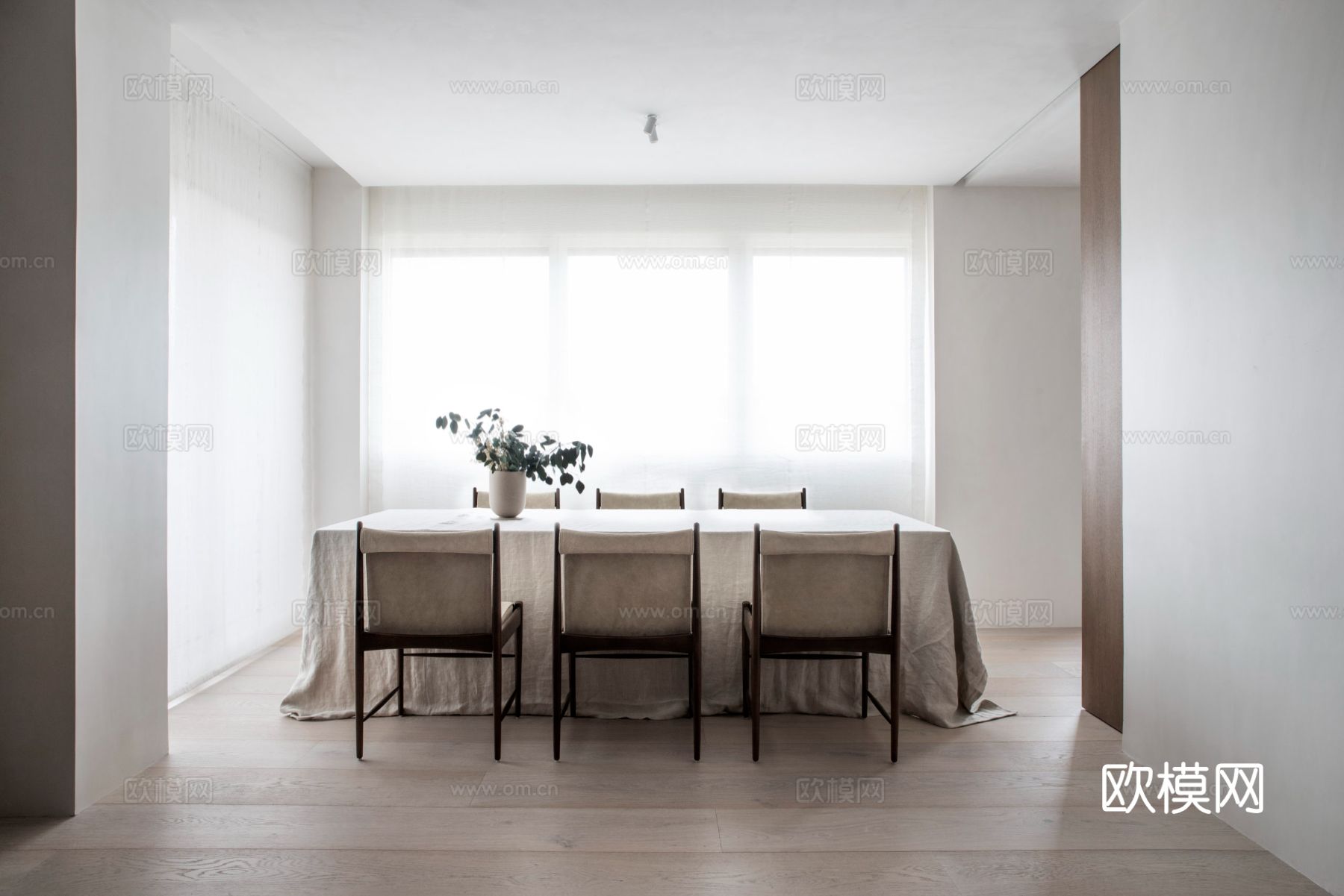 现代简约小户型 公寓家装效果图 客厅卧室餐厅 黑白灰效果图下载（渲染图4）