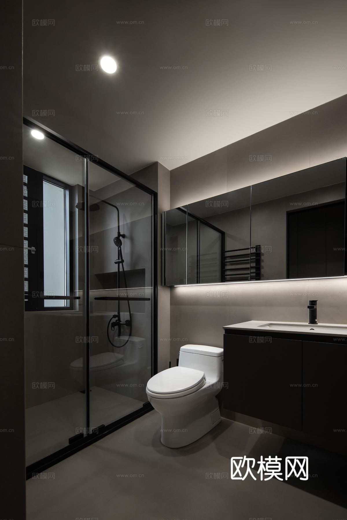 现代家装效果图 客厅卧室餐厅 高级黑白灰效果图下载（渲染图15）