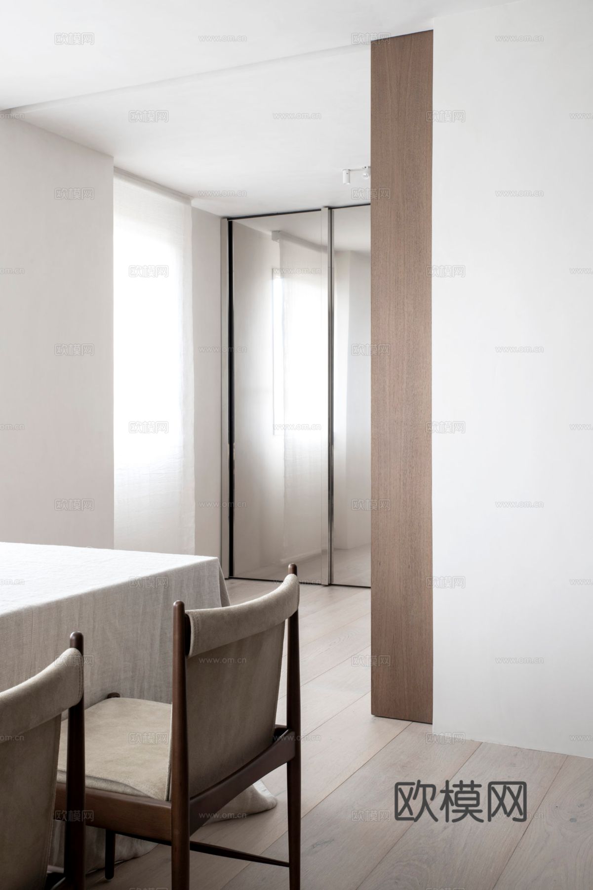 现代简约小户型 公寓家装效果图 客厅卧室餐厅 黑白灰效果图下载（渲染图7）