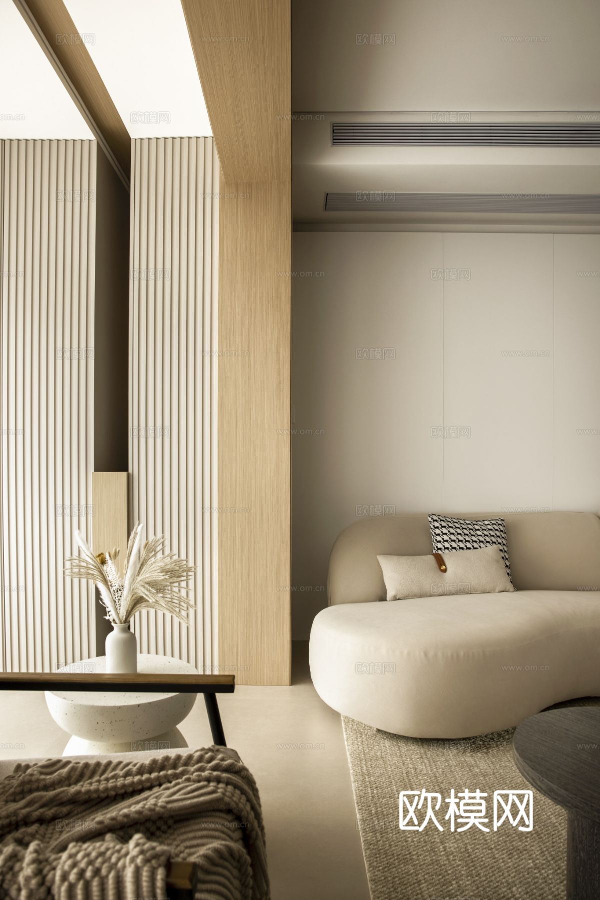 奶油风家装设计 客厅卧室餐厅 黑白灰 公寓效果图下载（渲染图6）