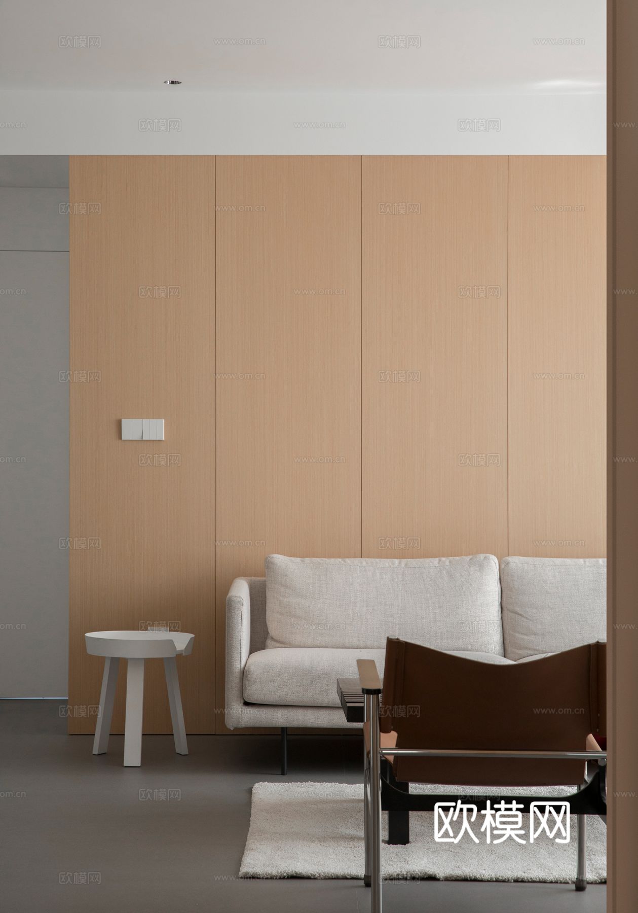 原木奶油风家装设计客厅卧室餐厅 高级灰  极简效果图下载（渲染图9）