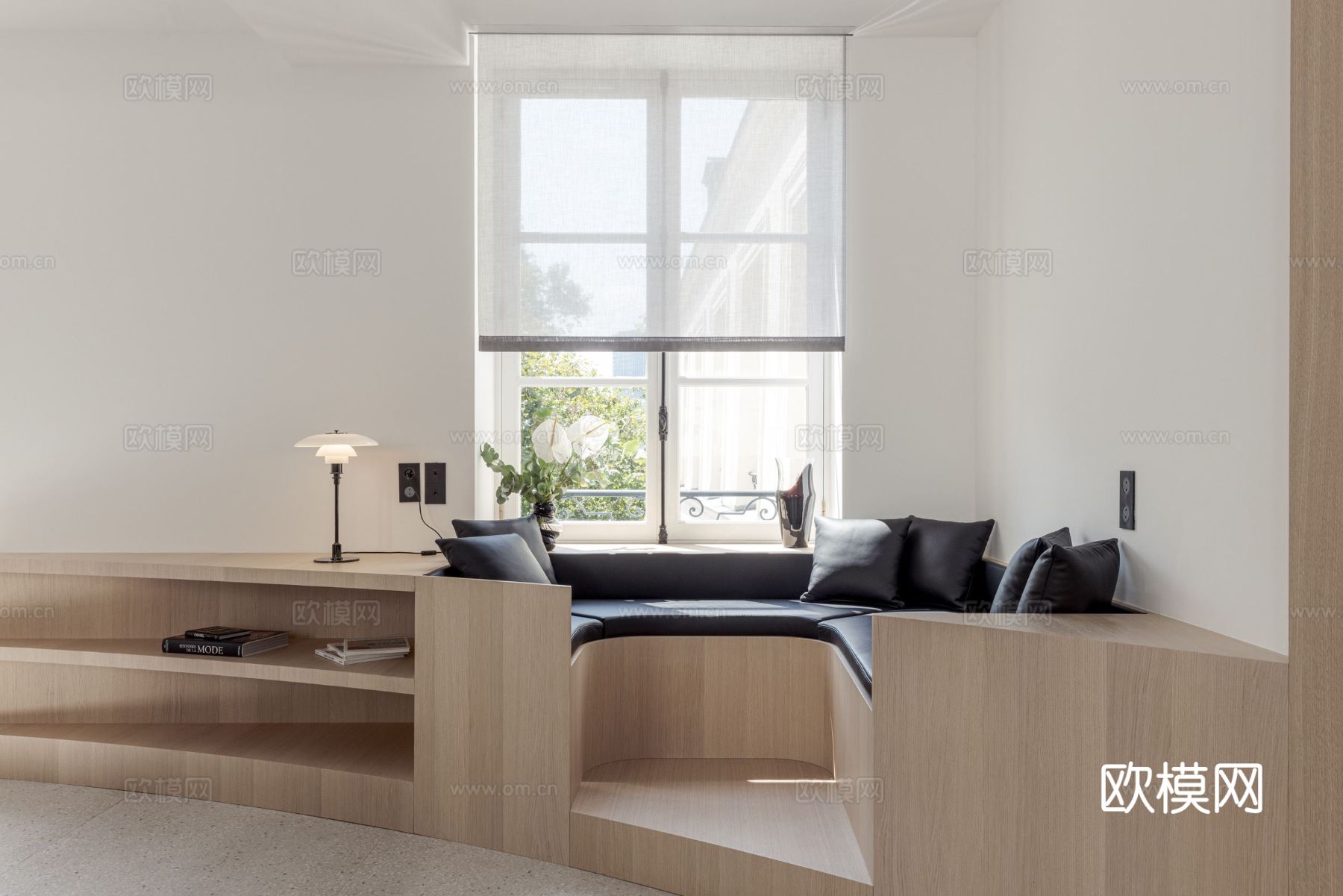 奶油风家装效果图客厅卧室餐厅 黑白灰极简效果图下载（渲染图3）