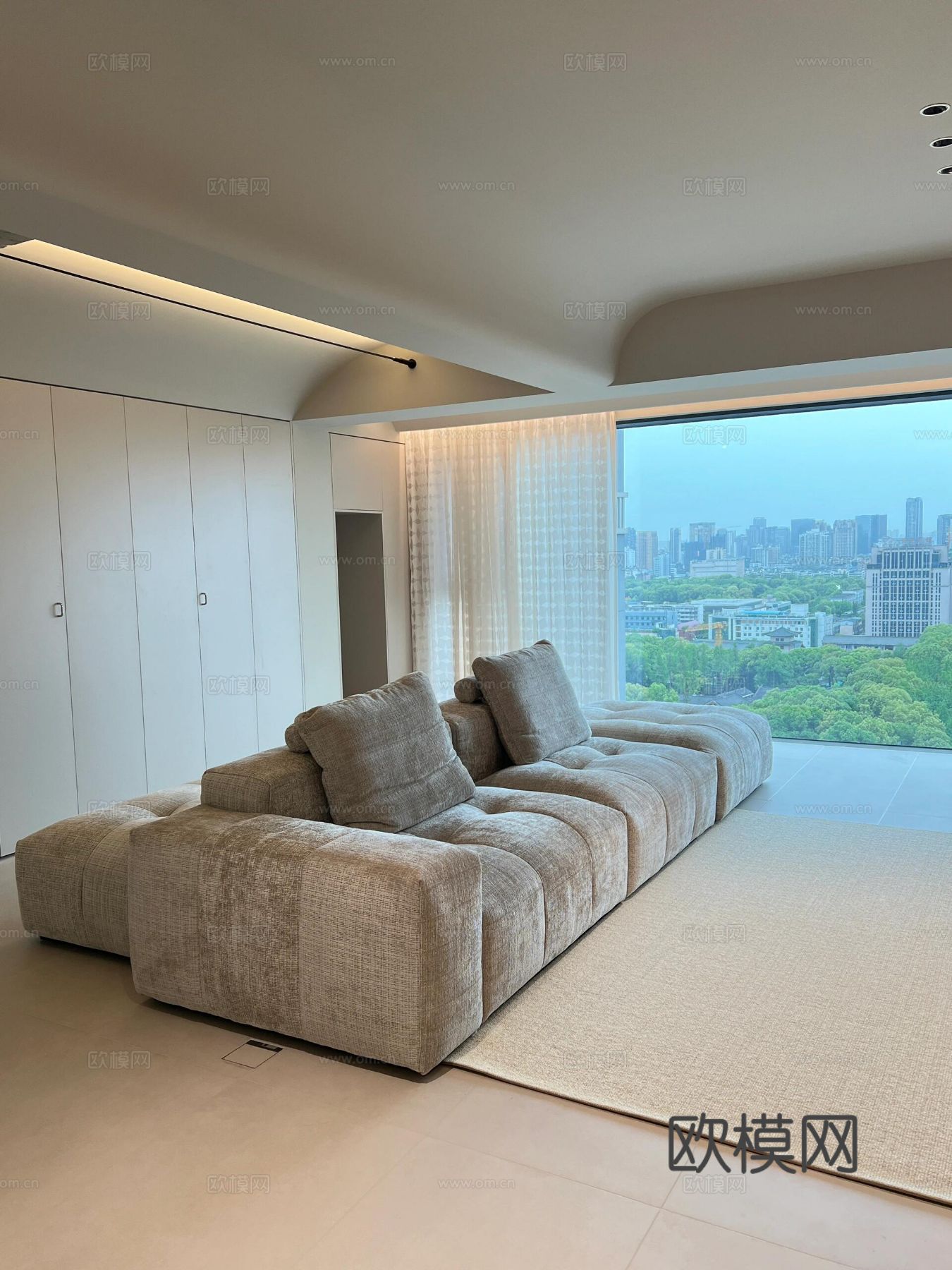 现代家装设计 客厅卧室餐厅 黑白灰 公寓效果图下载（渲染图3）