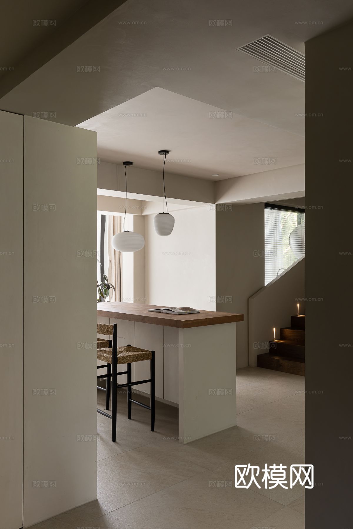 侘寂家装设计 客厅卧室餐厅 高级灰 极简设计效果图下载（渲染图9）