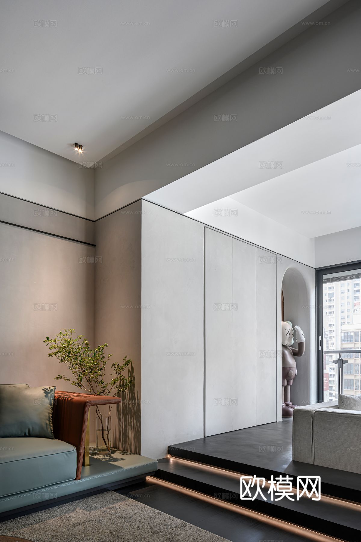 现代侘寂家装设计 客厅卧室餐厅 高级灰 极简设计效果图下载（渲染图13）