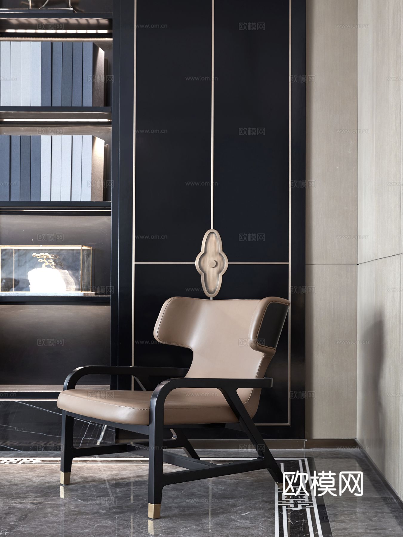 新中式家装效果图卧室客厅餐厅 高级灰极简设计高级灰效果图下载（渲染图4）