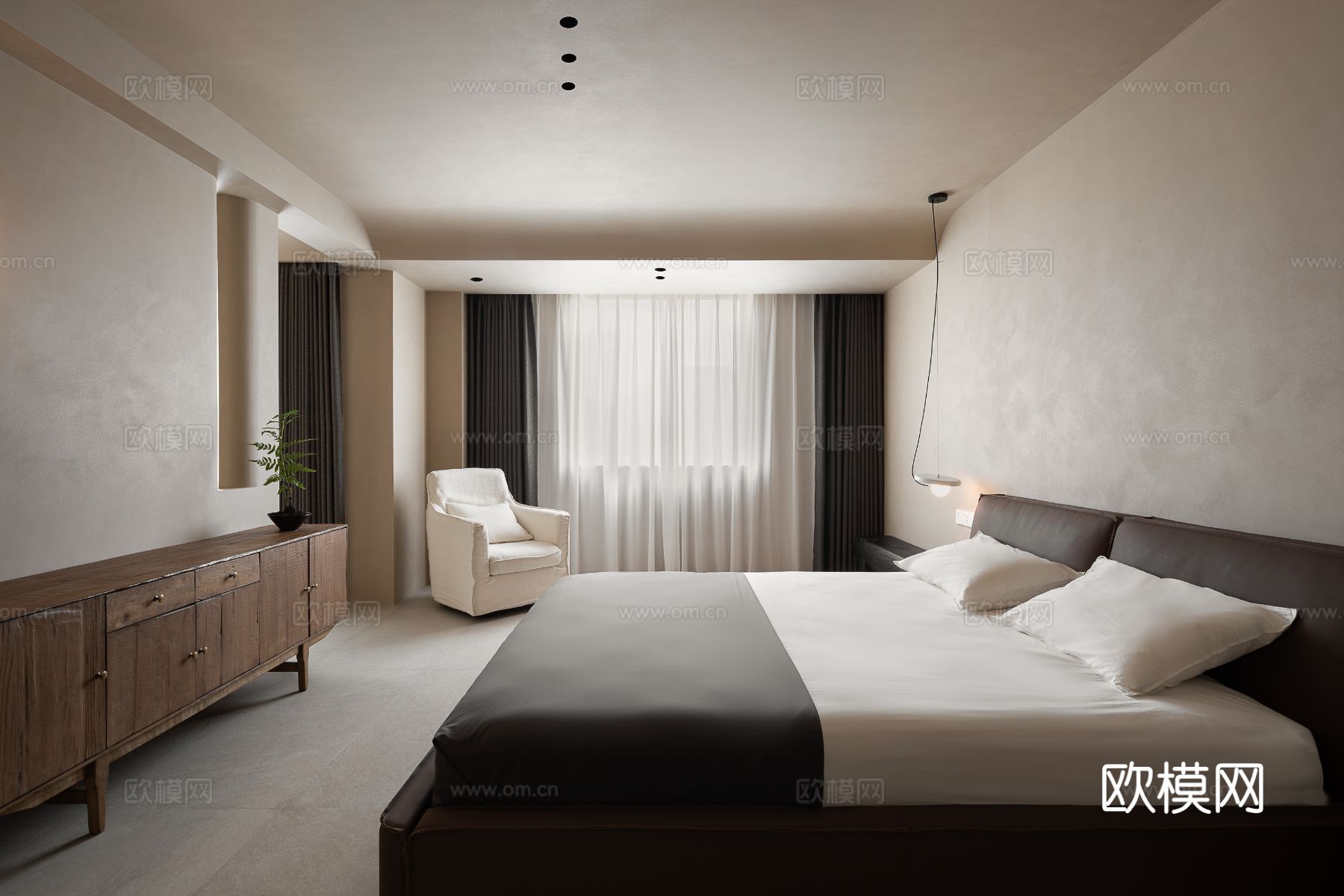 侘寂家装设计 客厅卧室餐厅 高级灰 极简设计效果图下载（渲染图16）