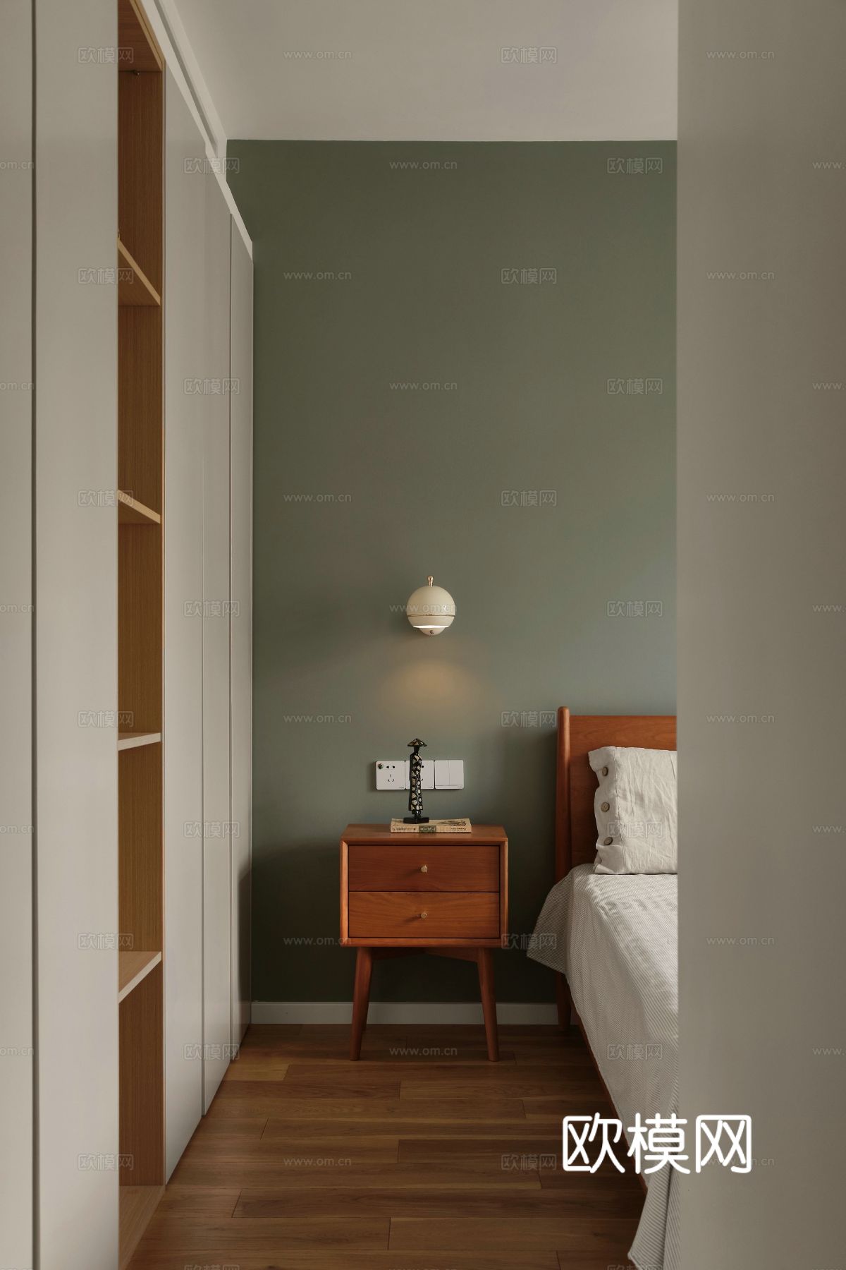 原木风家装设计客厅卧室餐厅 高级灰  极简效果图下载（渲染图2）