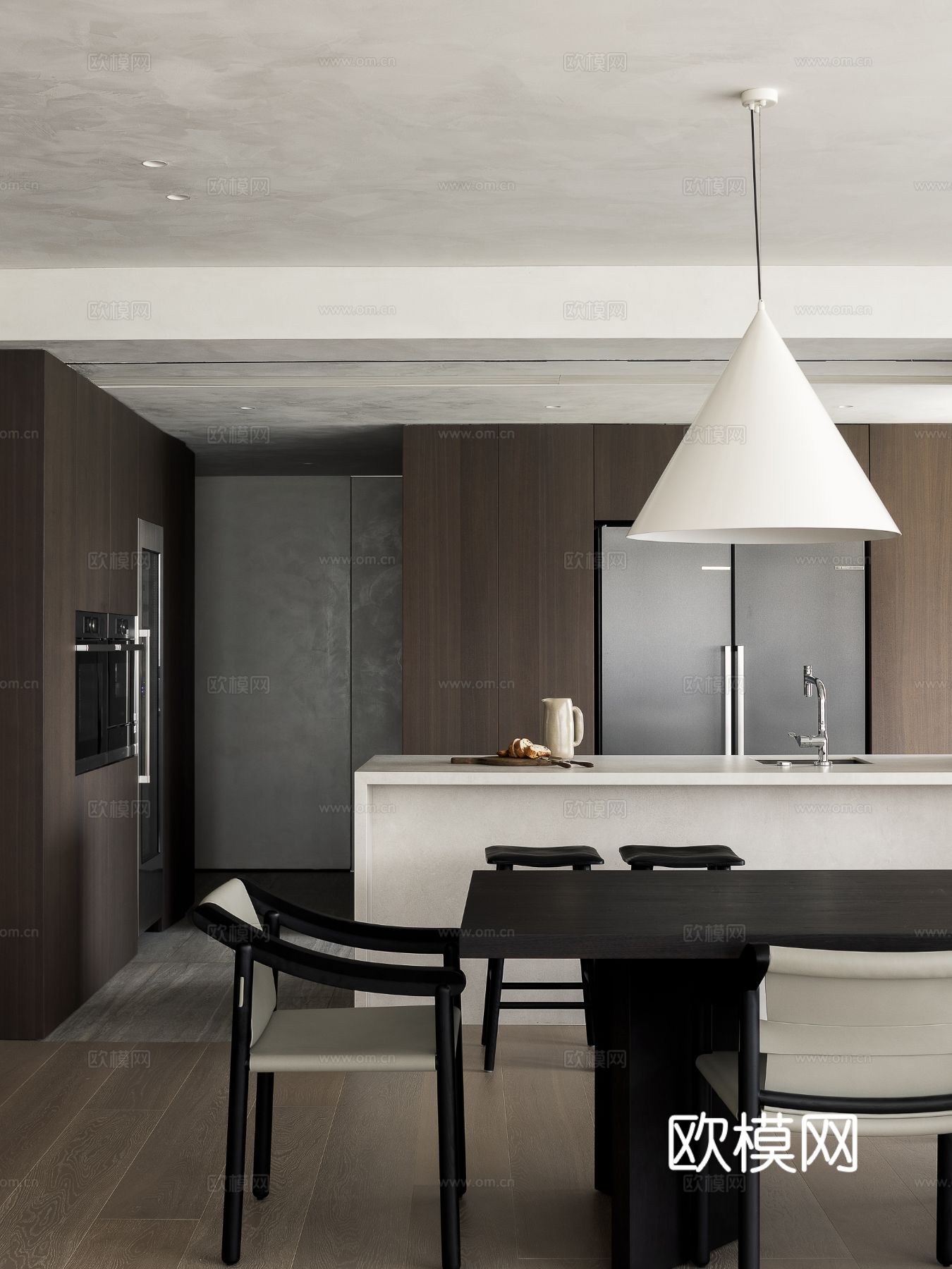 现代宋代美学家装效果图卧室客厅餐厅 高级灰极简设计中式效果图下载（渲染图8）