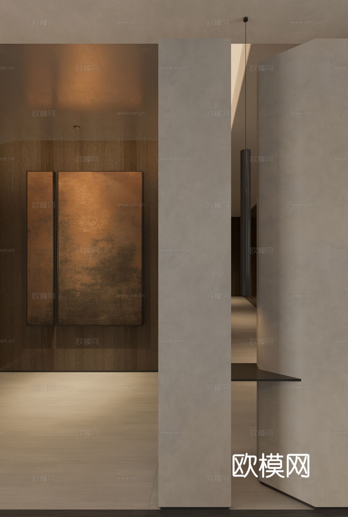 现代侘寂家装设计 客厅卧室餐厅 高级灰 极简设计效果图下载（渲染图5）