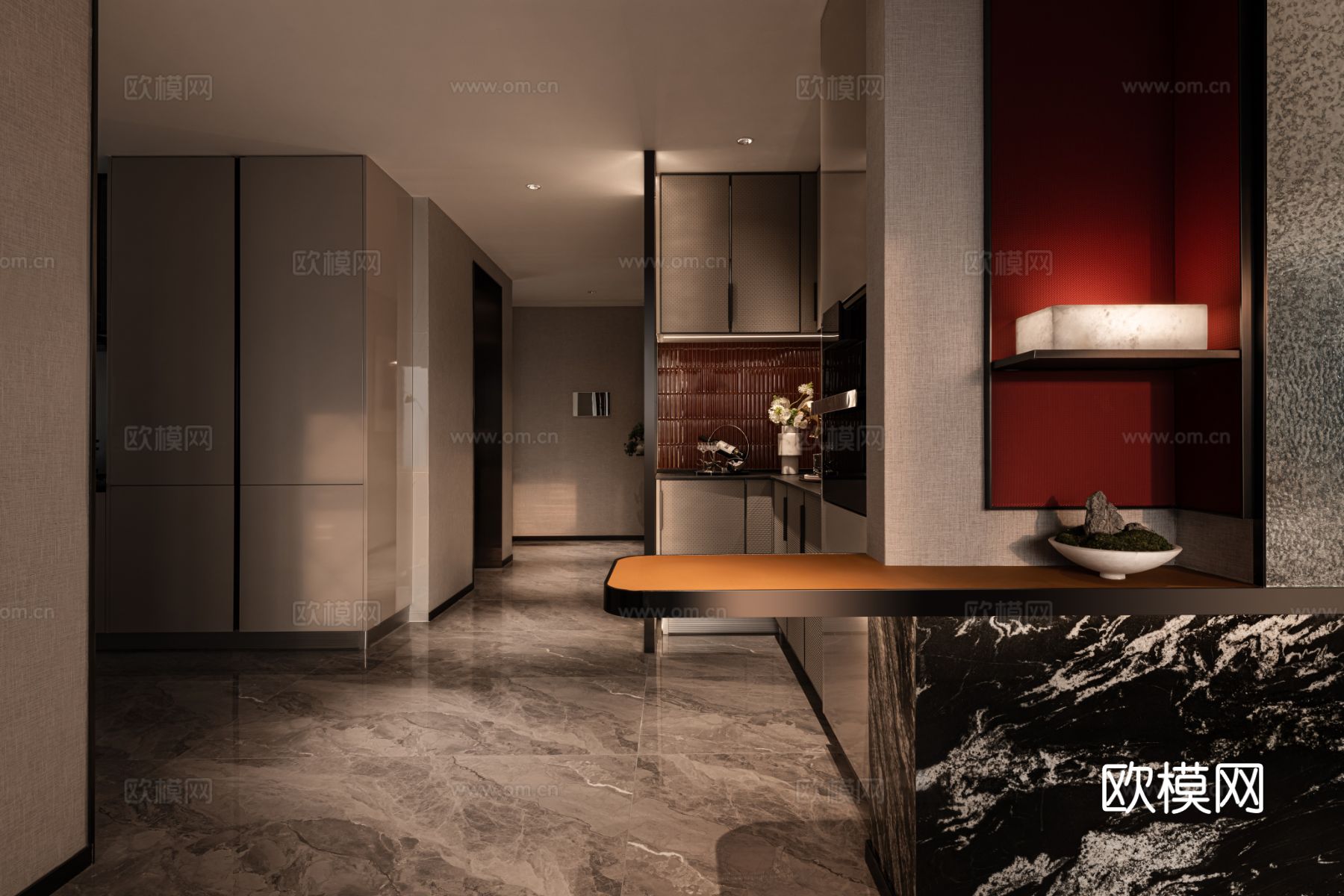 现代宋代美学家装效果图卧室客厅餐厅 高级灰极简设计中式效果图下载（渲染图5）