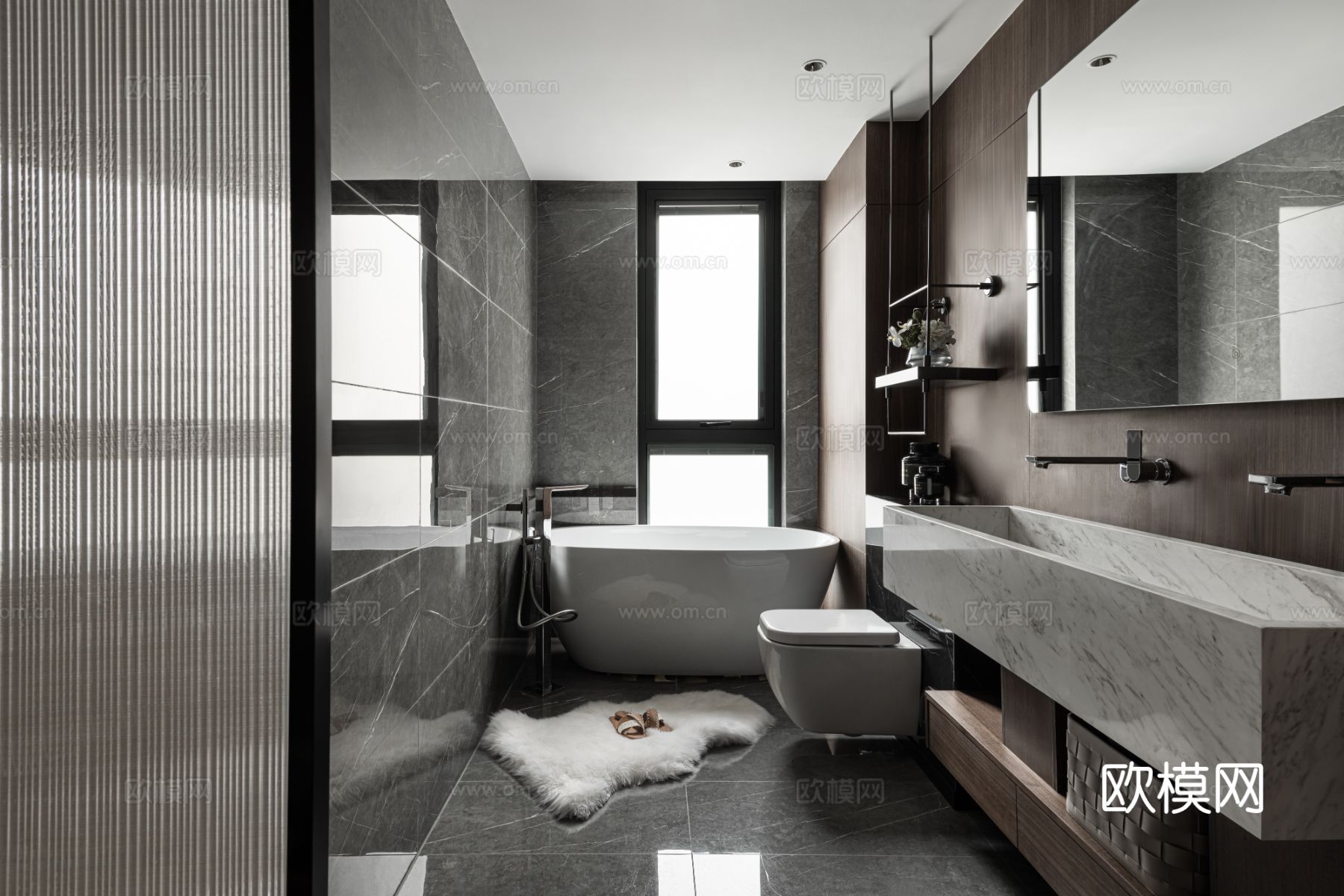 现代宋代美学家装效果图卧室客厅餐厅 高级灰极简设计中式效果图下载（渲染图9）