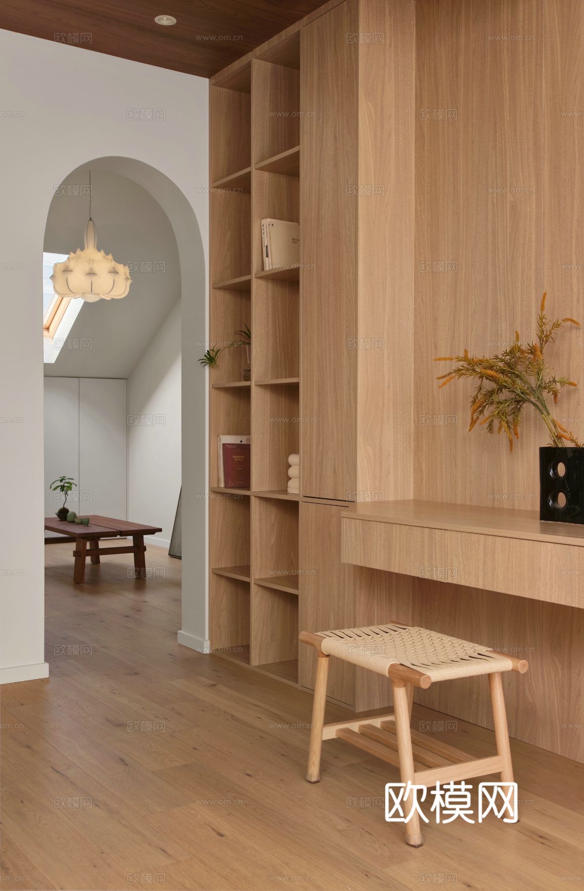 原木风家装设计客厅卧室餐厅 高级灰  极简效果图下载（渲染图4）