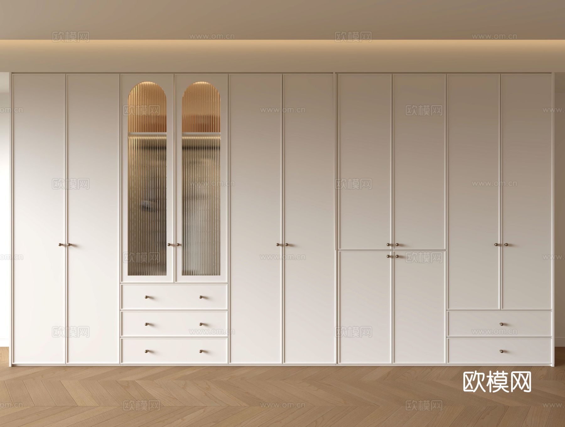 法式奶油衣柜3d模型下载