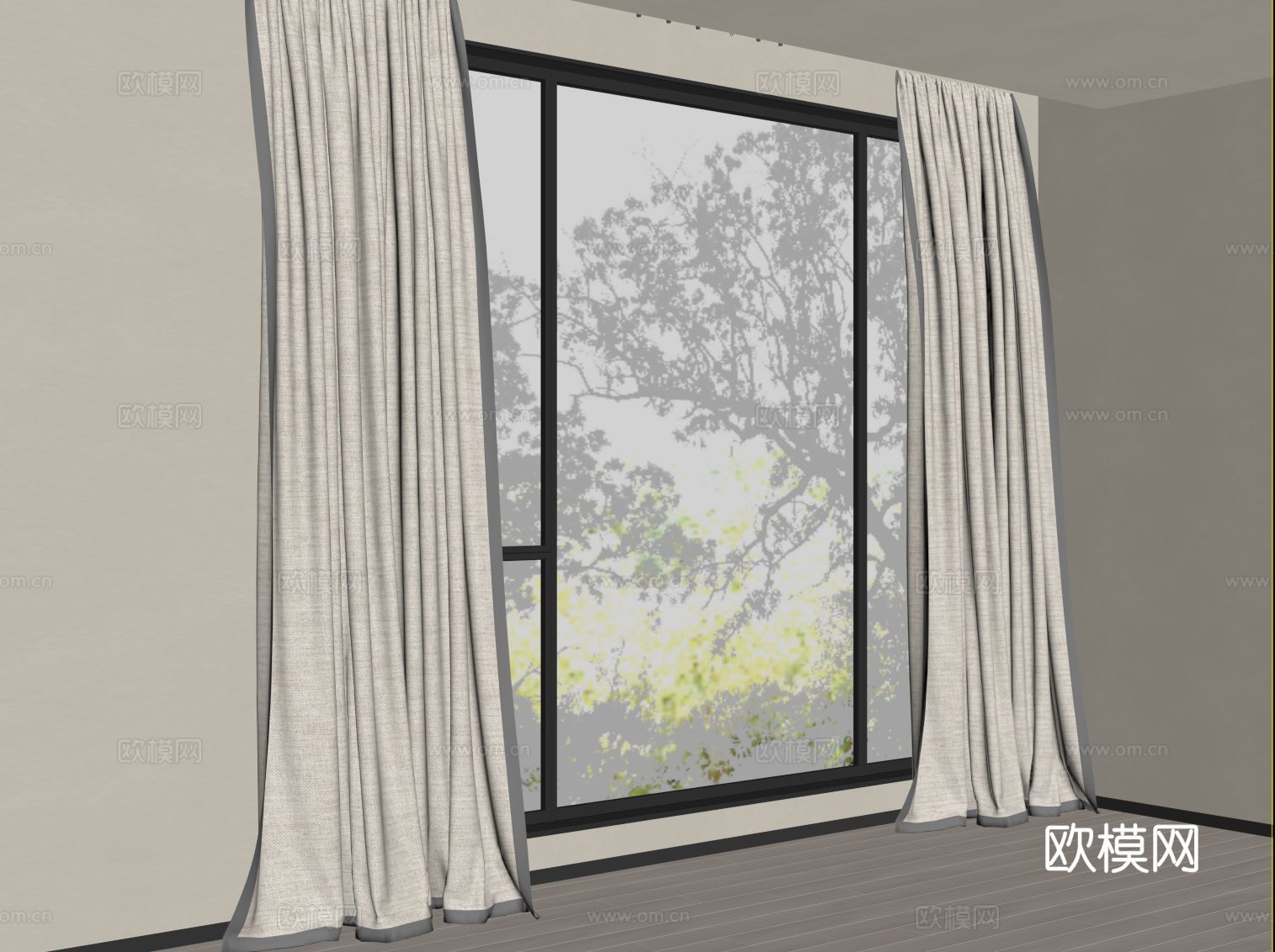 现代窗帘su模型