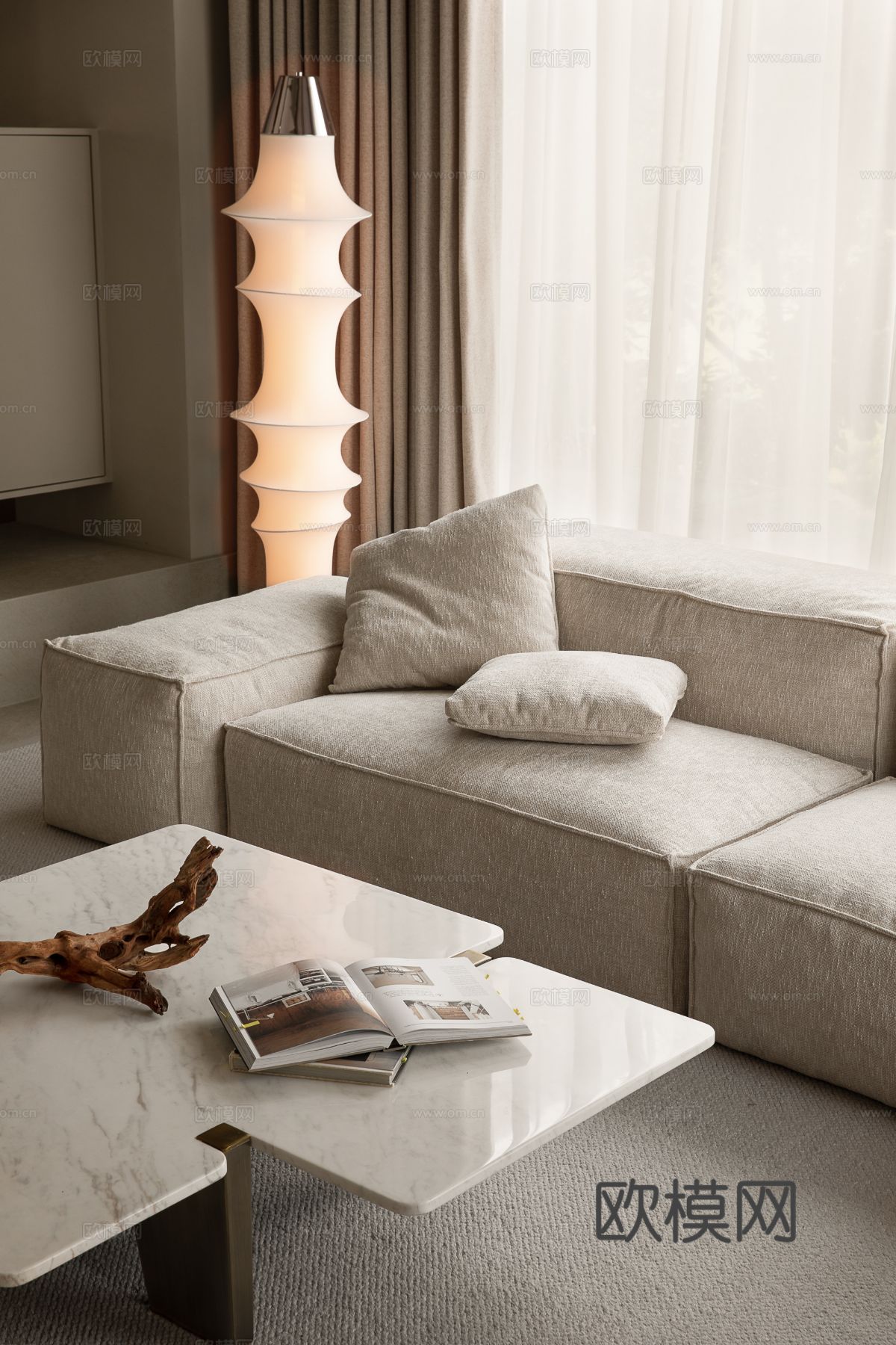 侘寂家装设计 客厅卧室餐厅 高级灰 极简设计效果图下载（渲染图7）