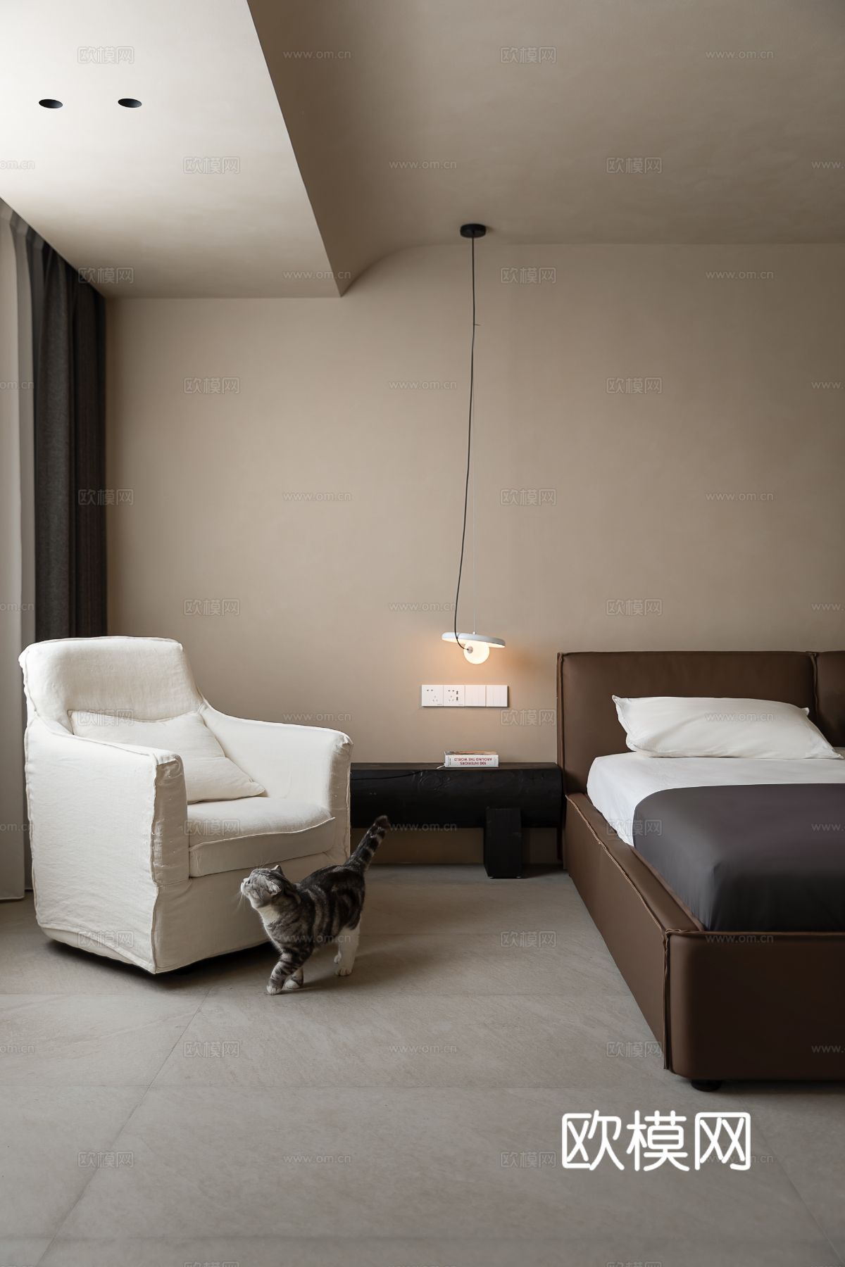 侘寂家装设计 客厅卧室餐厅 高级灰 极简设计效果图下载（渲染图14）