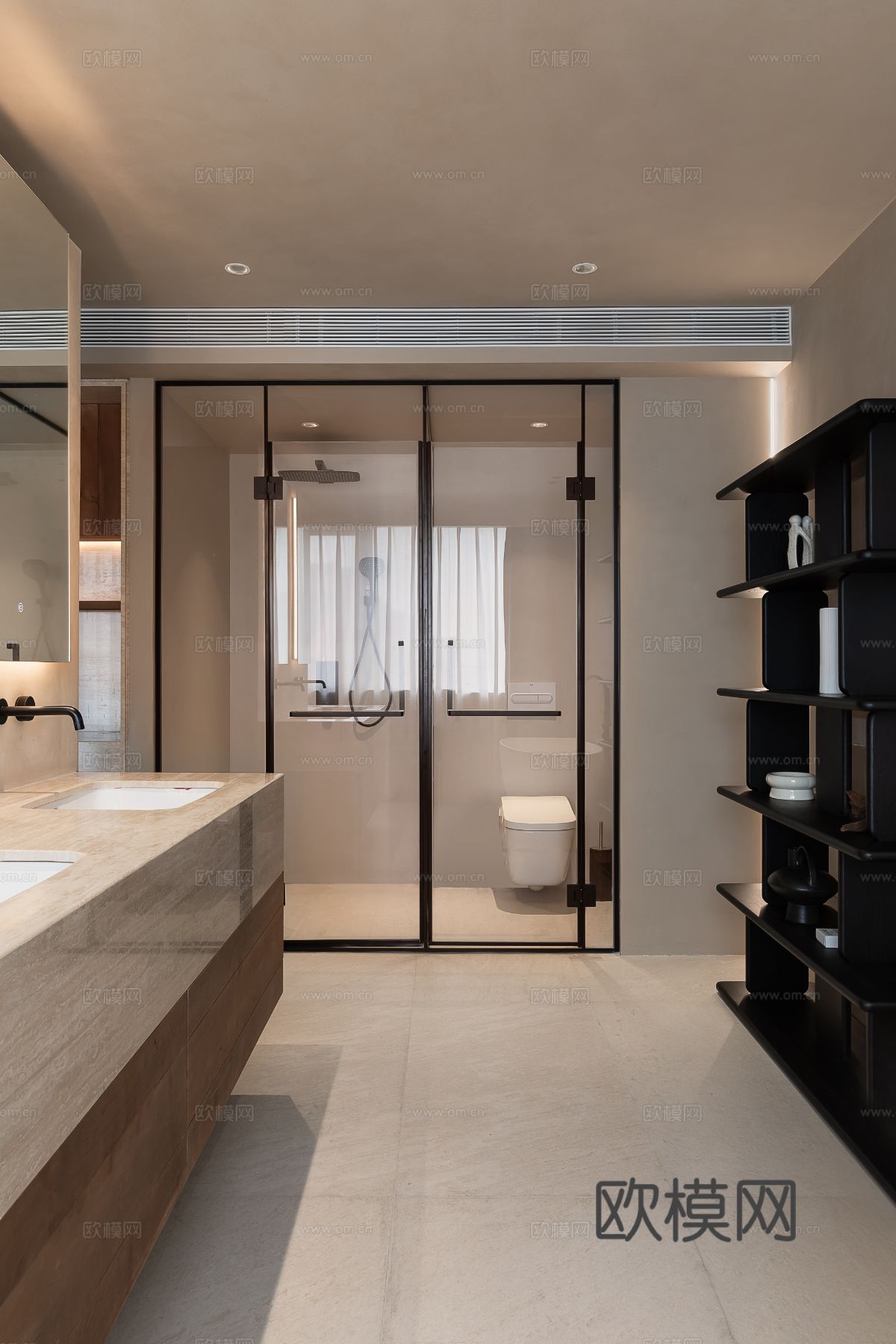 侘寂家装设计 客厅卧室餐厅 高级灰 极简设计效果图下载（渲染图17）