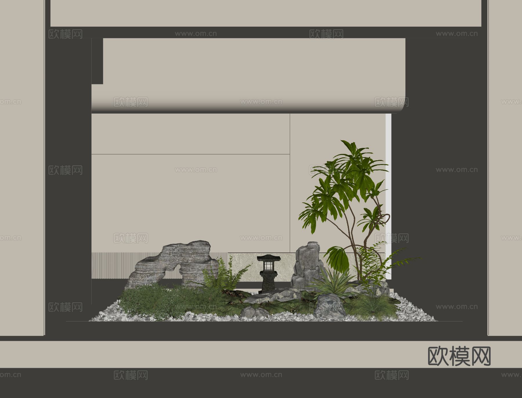 现代室内植物景观su模型