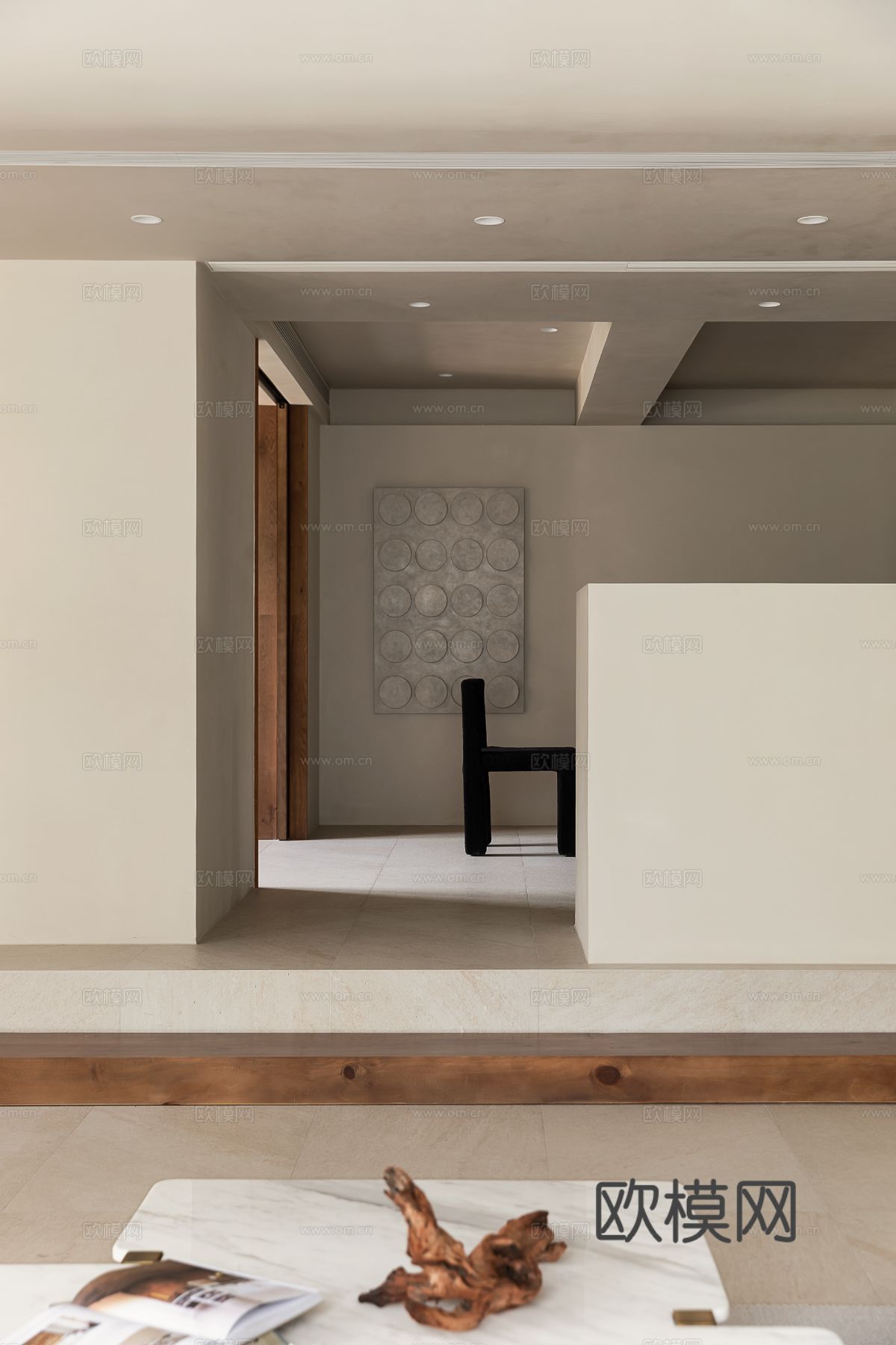 侘寂家装设计 客厅卧室餐厅 高级灰 极简设计效果图下载（渲染图2）