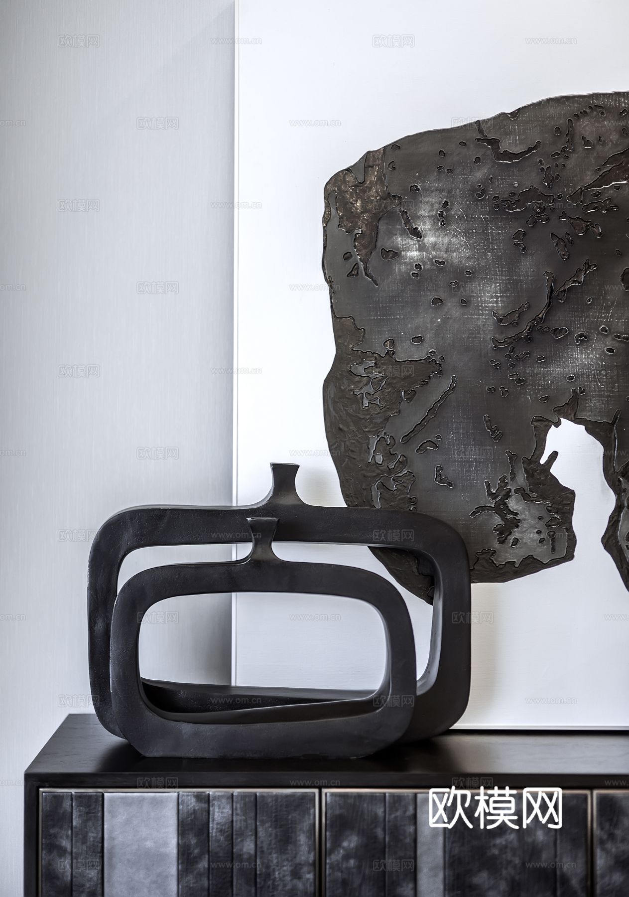 新中式家装效果图卧室客厅餐厅 高级灰极简设计高级灰效果图下载（渲染图4）