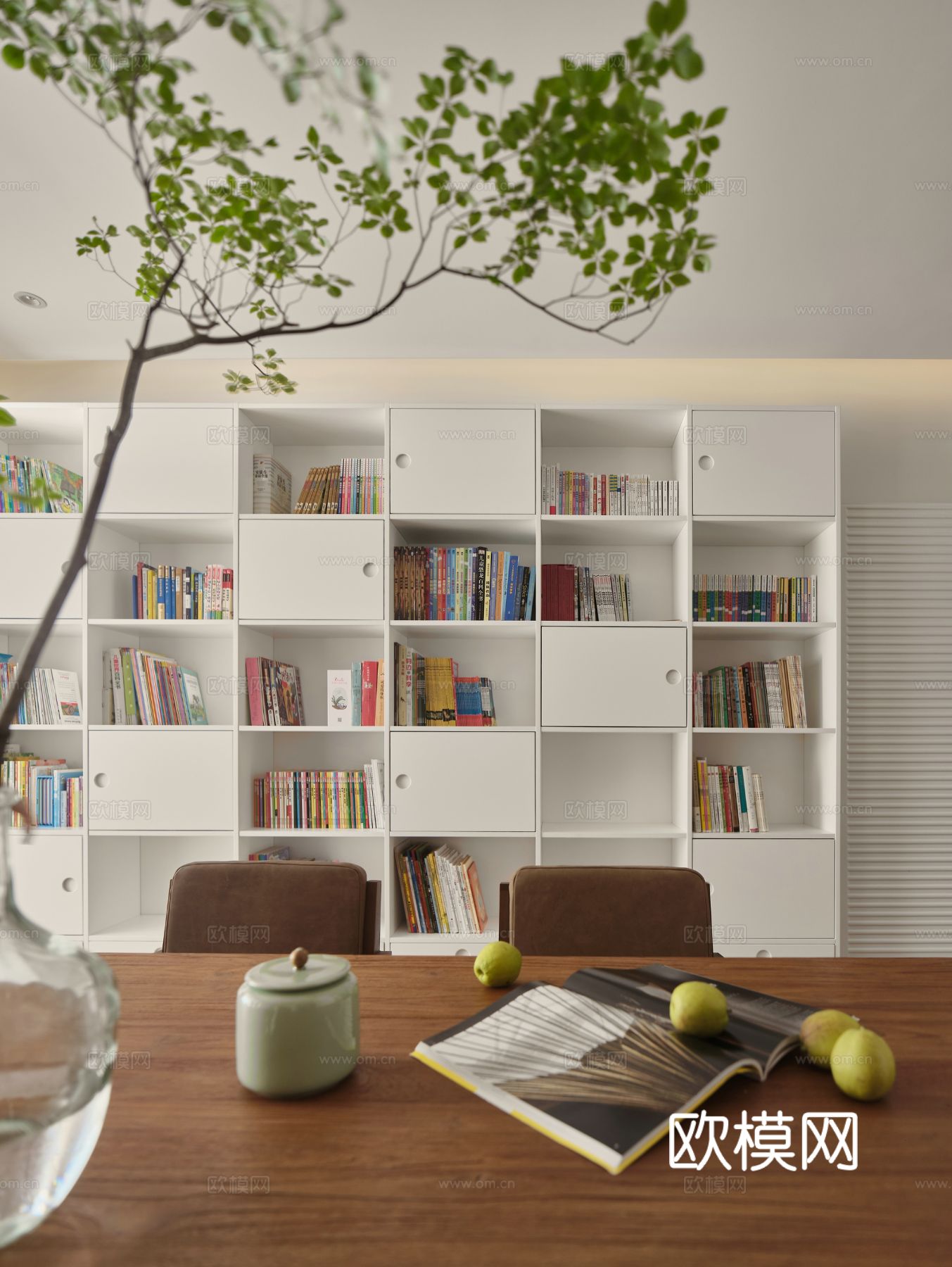 原木风家装设计客厅卧室餐厅 高级灰  极简效果图下载（渲染图6）