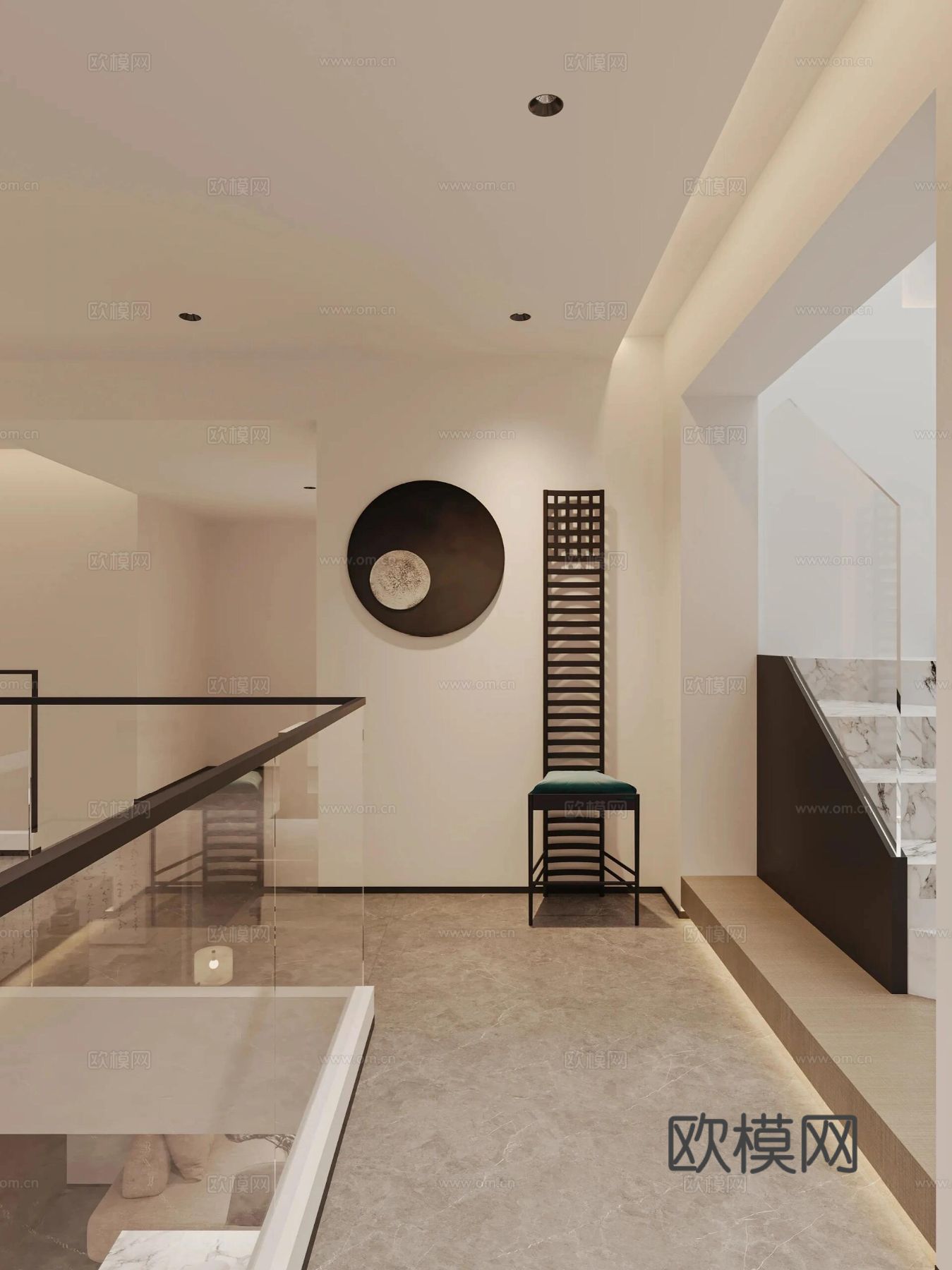 现代宋代美学家装效果图卧室客厅餐厅 高级灰极简设计中式效果图下载（渲染图5）