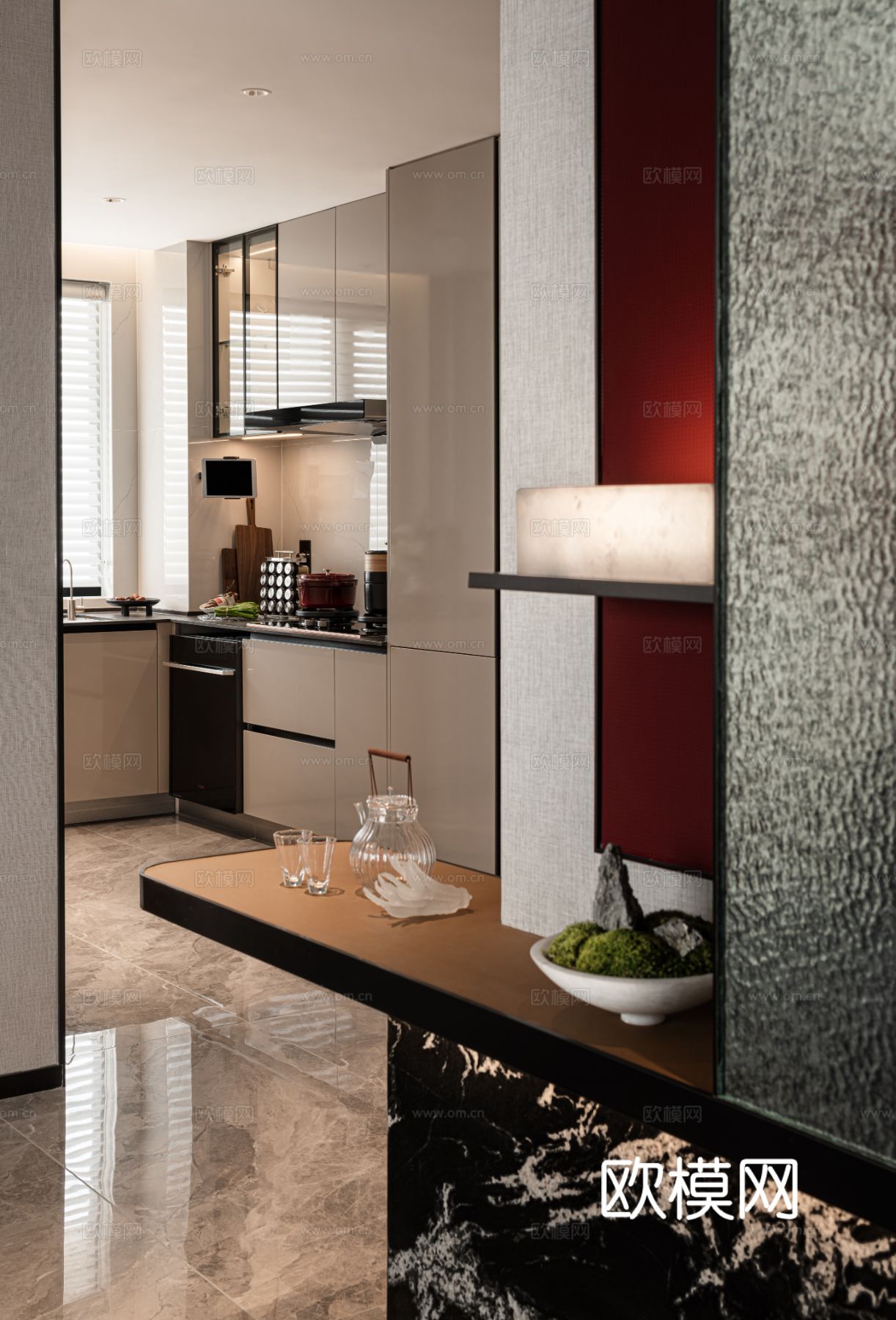 现代宋代美学家装效果图卧室客厅餐厅 高级灰极简设计中式效果图下载（渲染图10）