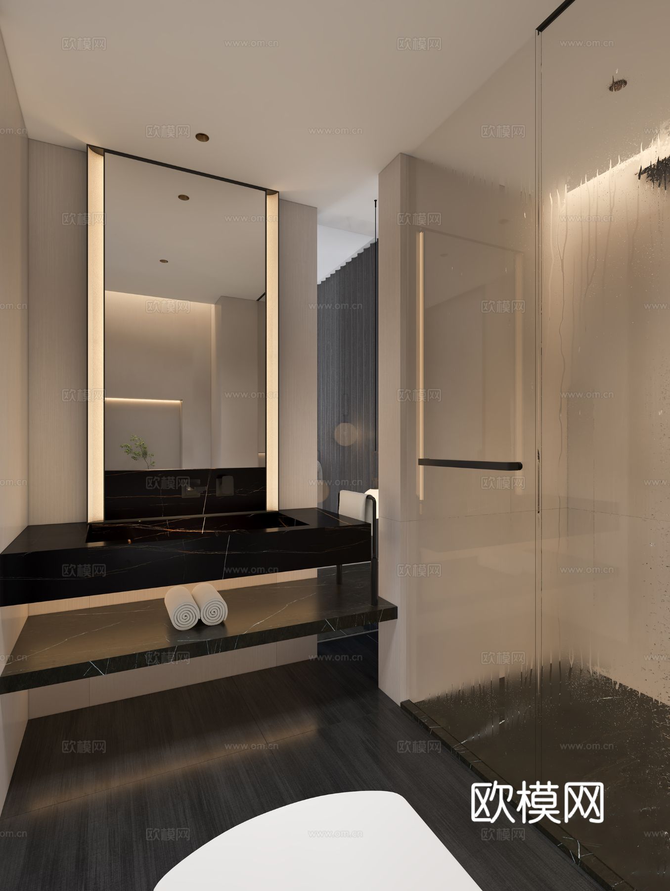 现代侘寂家装设计 客厅卧室餐厅 高级灰 极简设计效果图下载（渲染图2）