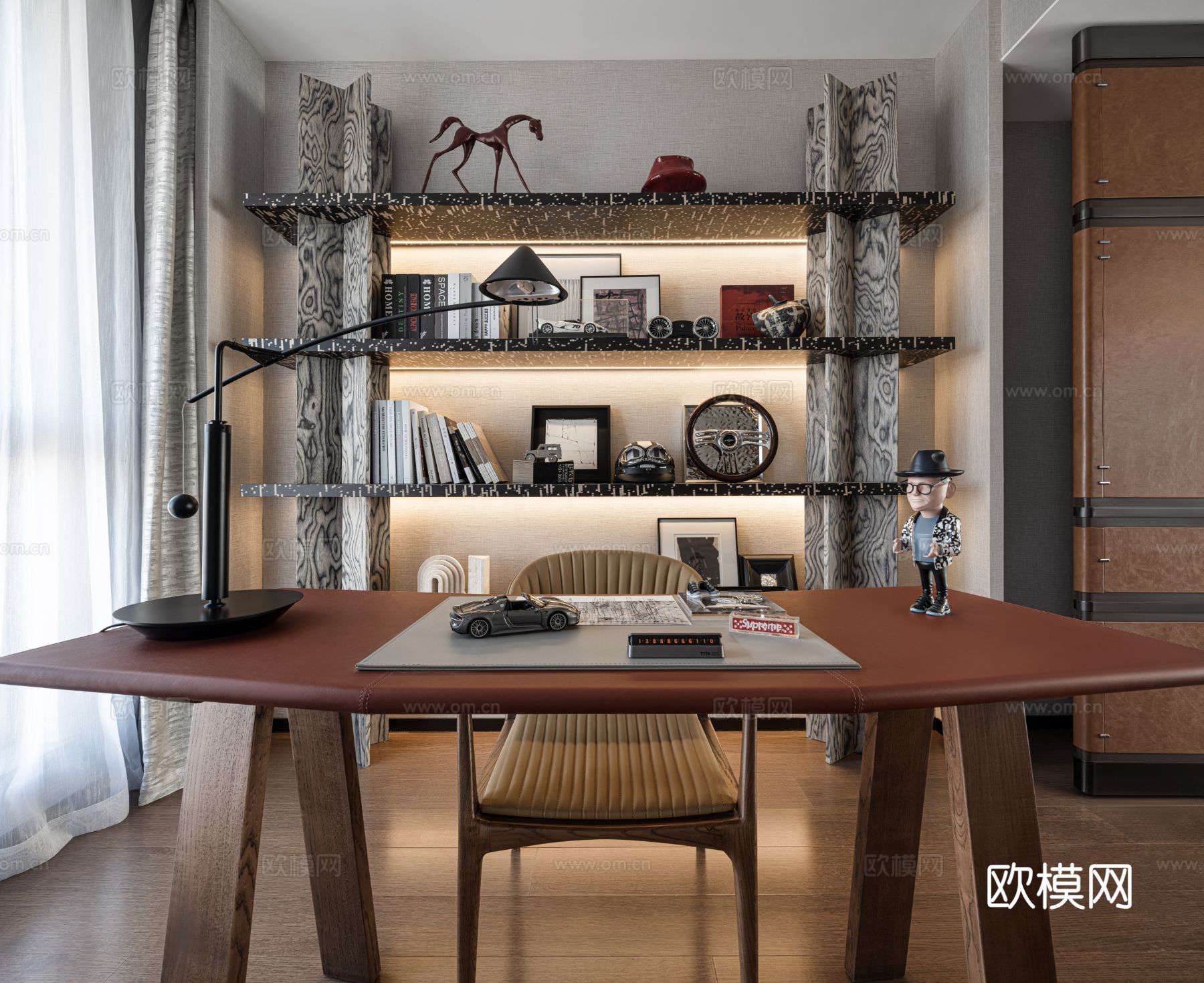 现代宋代美学家装效果图卧室客厅餐厅 高级灰极简设计中式效果图下载（渲染图11）