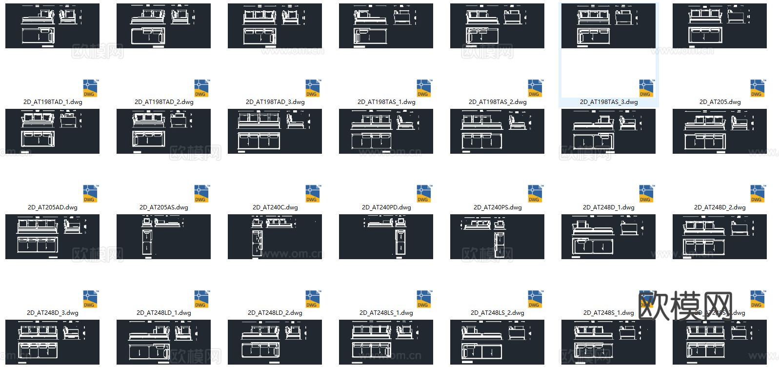 222款 B&B Italia 沙发CAD三视图
