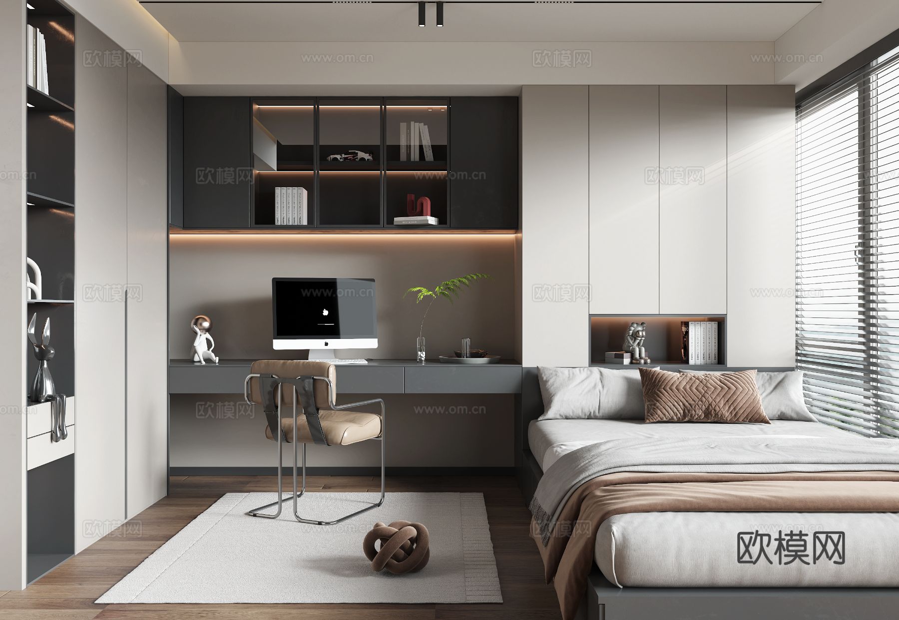 现代榻榻米卧室3d模型下载