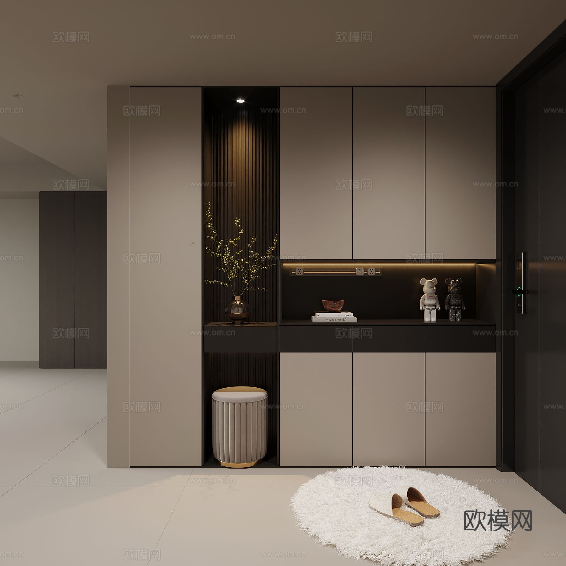意式入户鞋柜 玄关鞋柜su模型
