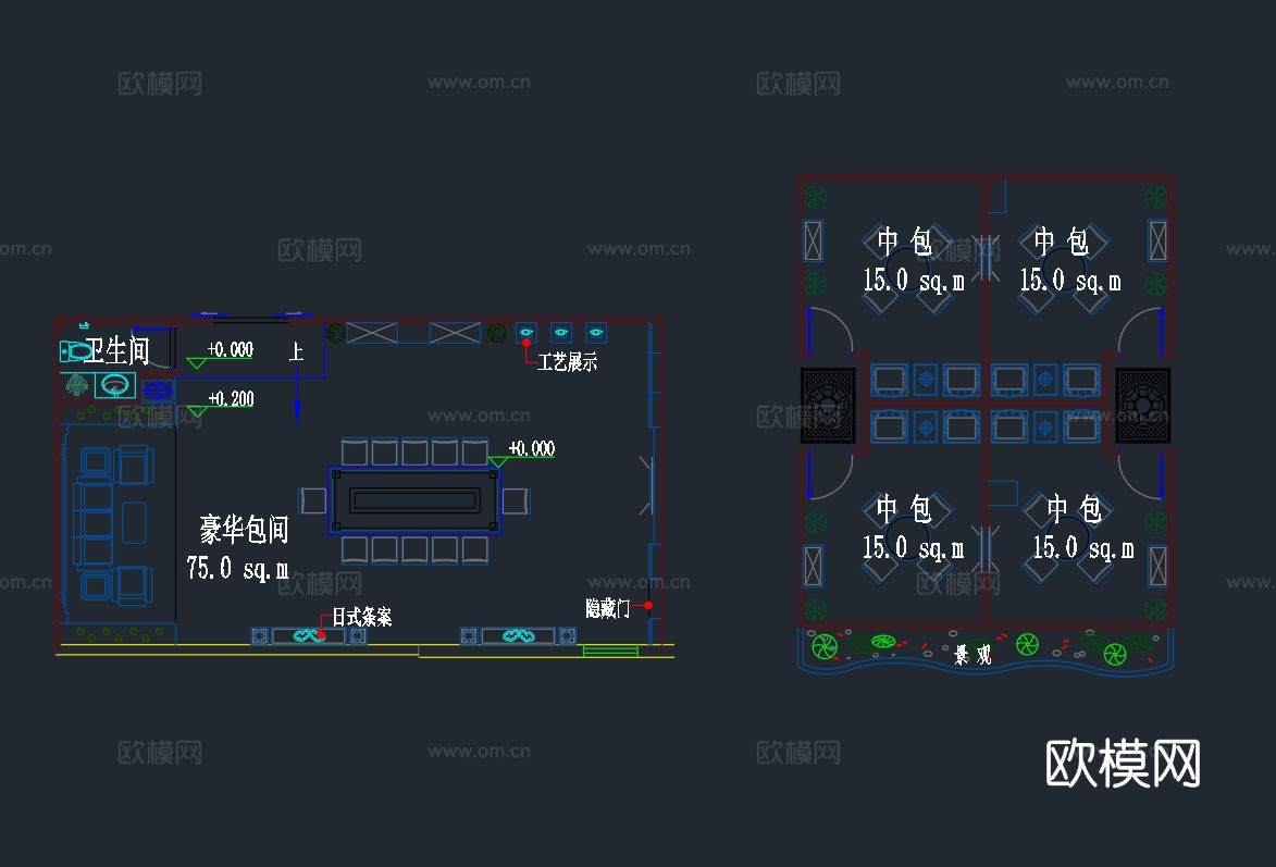 餐饮空间设计CAD图库