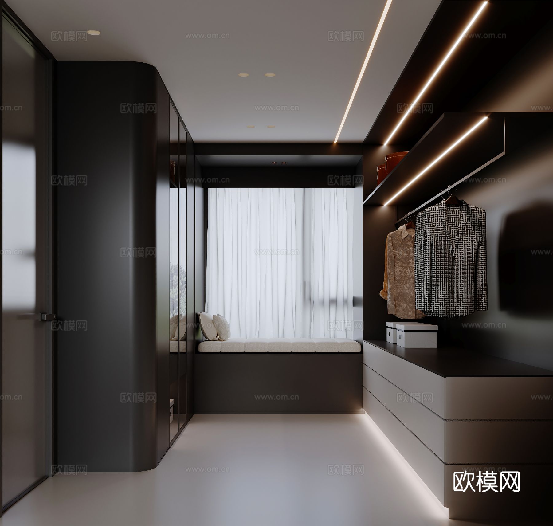 现代卧室衣帽间3d模型
