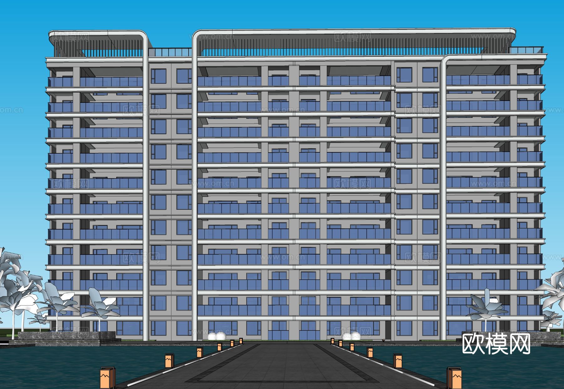 现代高层住宅 洋房su模型