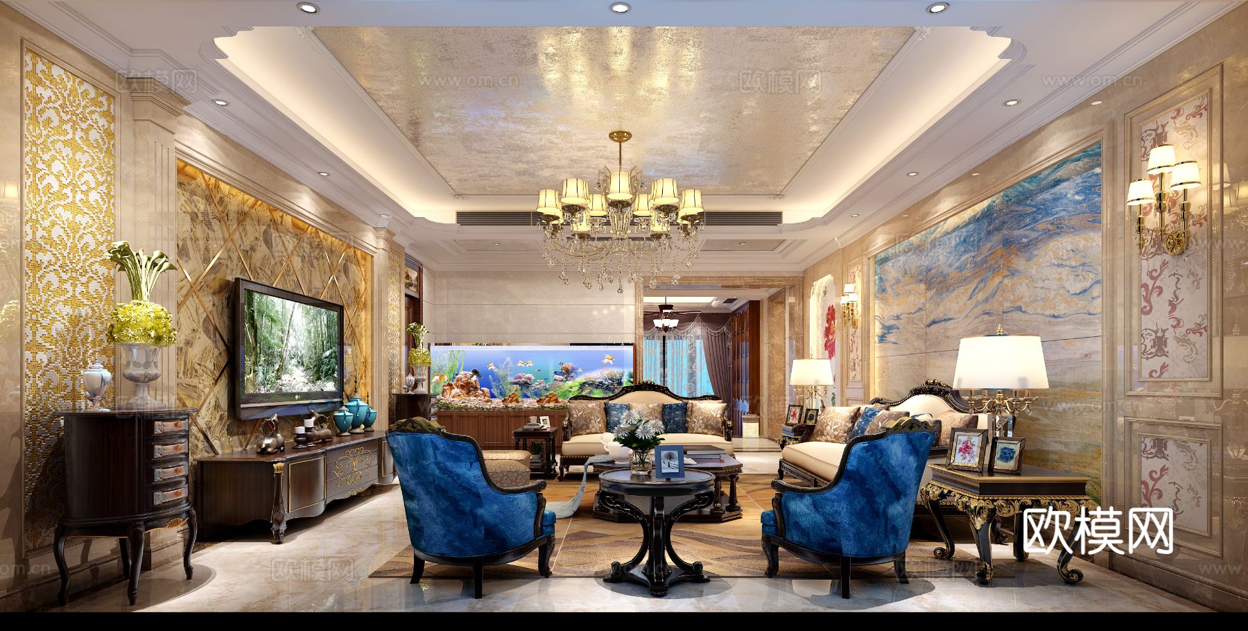 300平方现代欧式豪宅效果图下载（渲染图1）